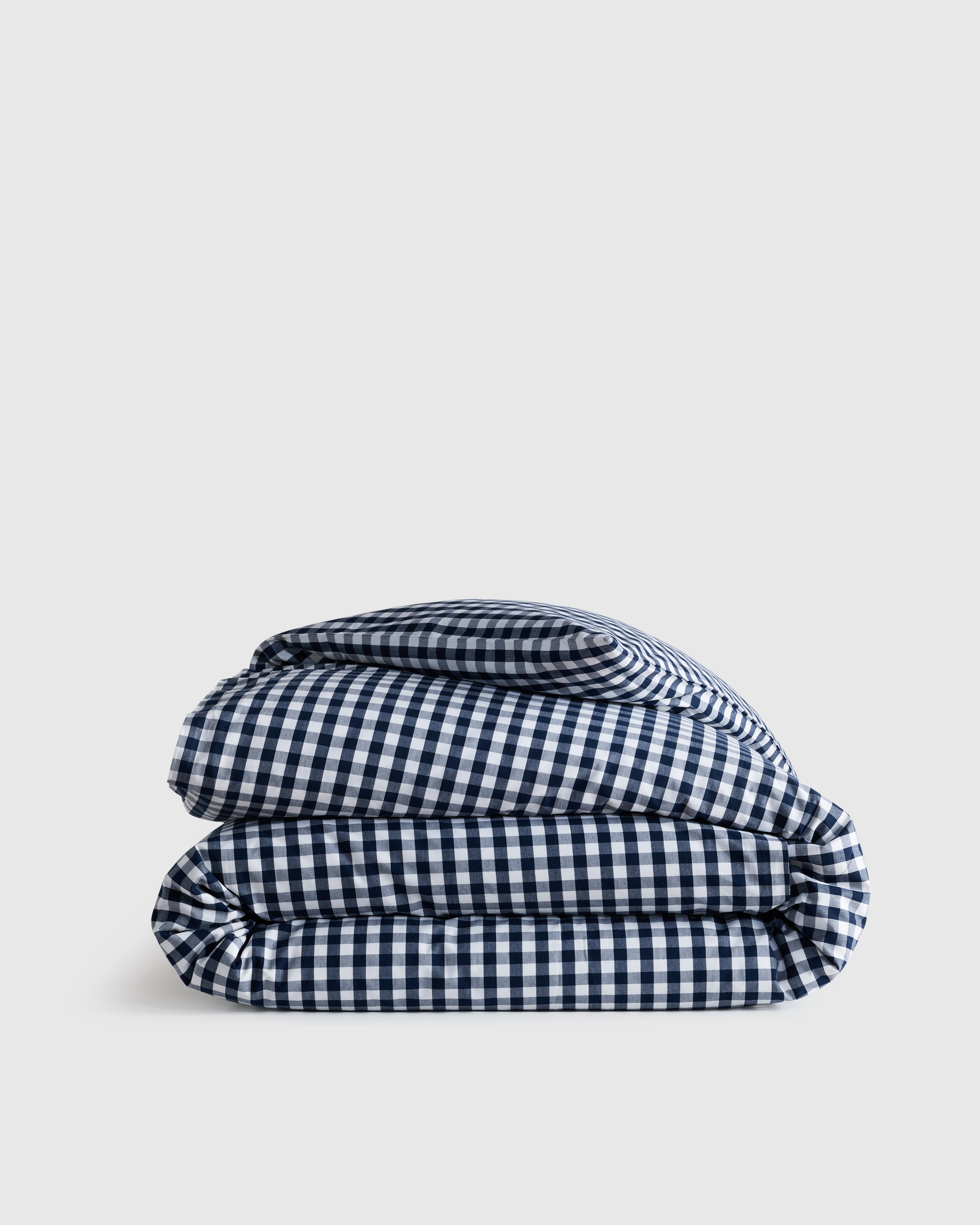 Navy Organic Crisp Percale Gingham Duvet Cover