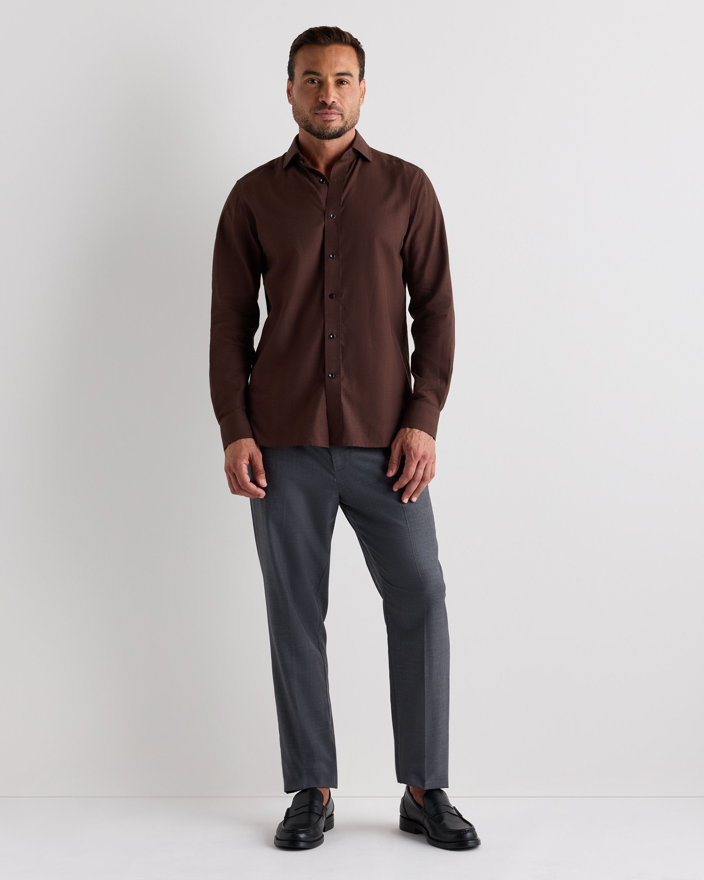 coffee brown dress shirt Organic Cotton Cashmere Dress Shirt in Coffee Bean Brown