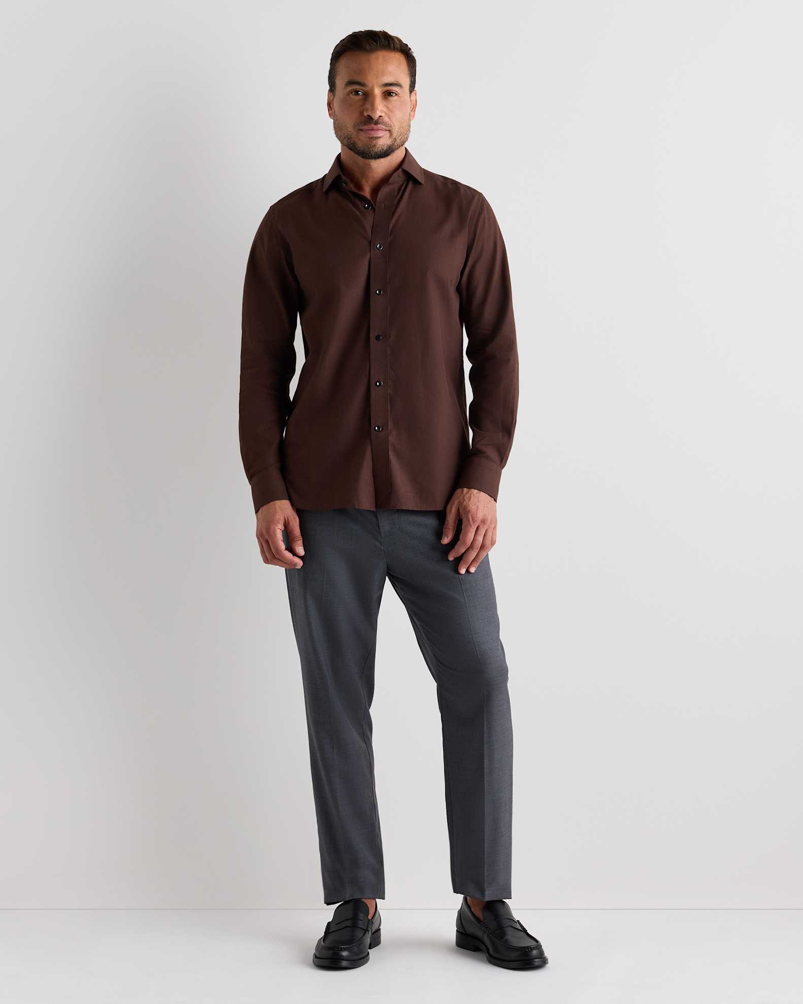 coffee brown dress shirt Organic Cotton Cashmere Dress Shirt in Coffee Bean Brown