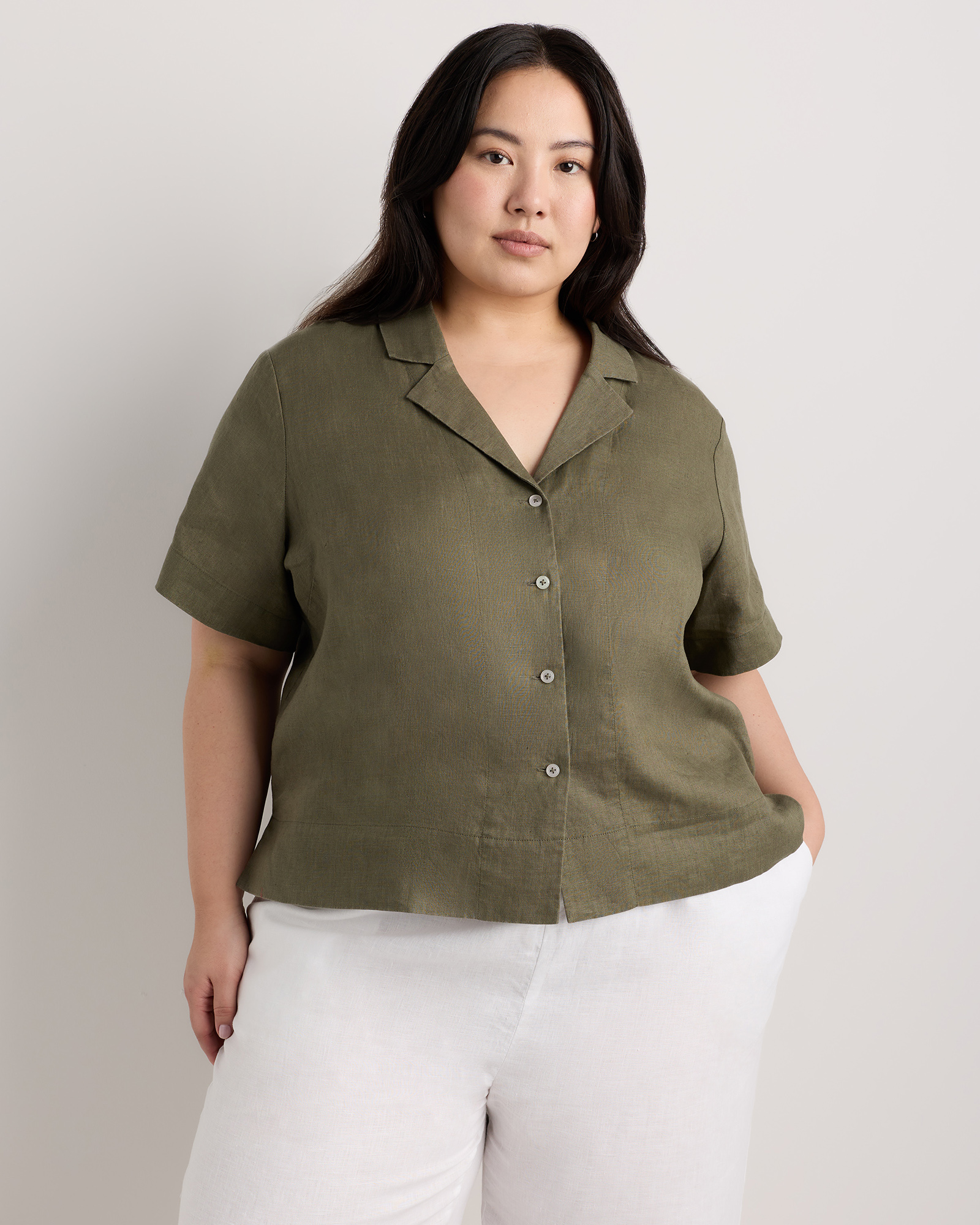 Bayberry Olive 100% European Linen Short Sleeve Shirt