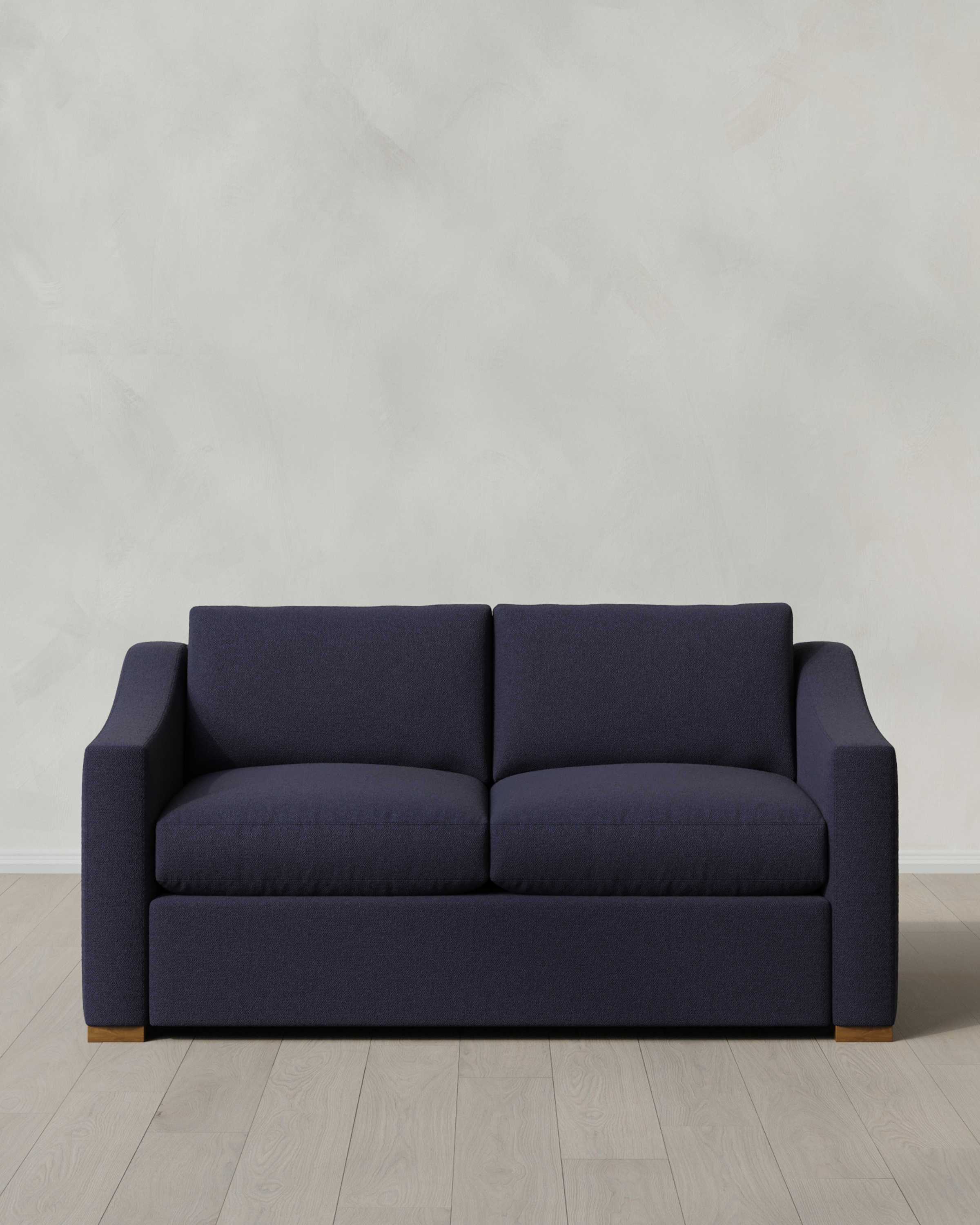 Navy Hollis Slope Arm Sofa in Performance Basketweave