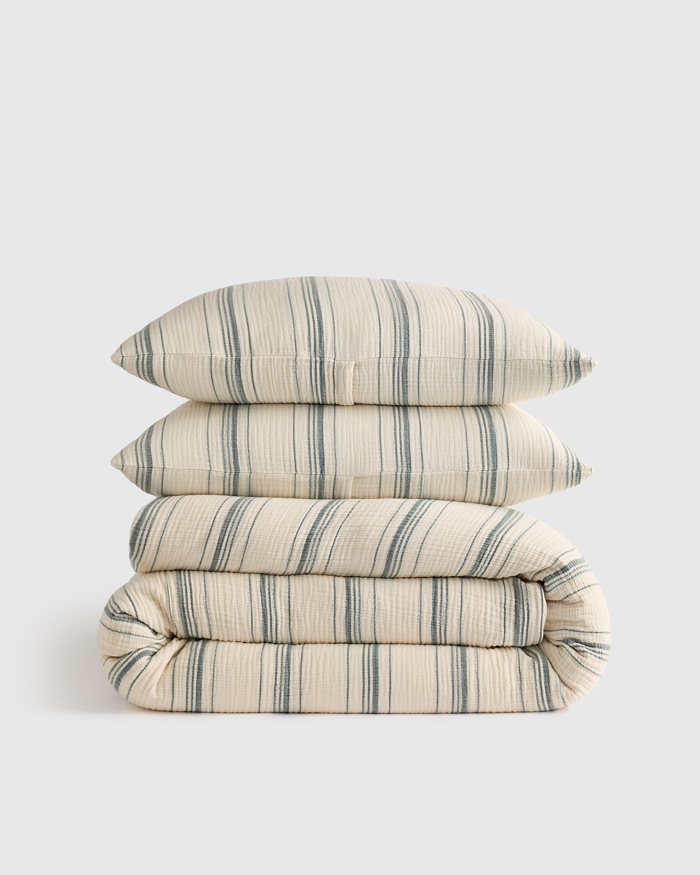 Ocean Stripe Organic Cotton Gauze Stripe Duvet Cover Set
