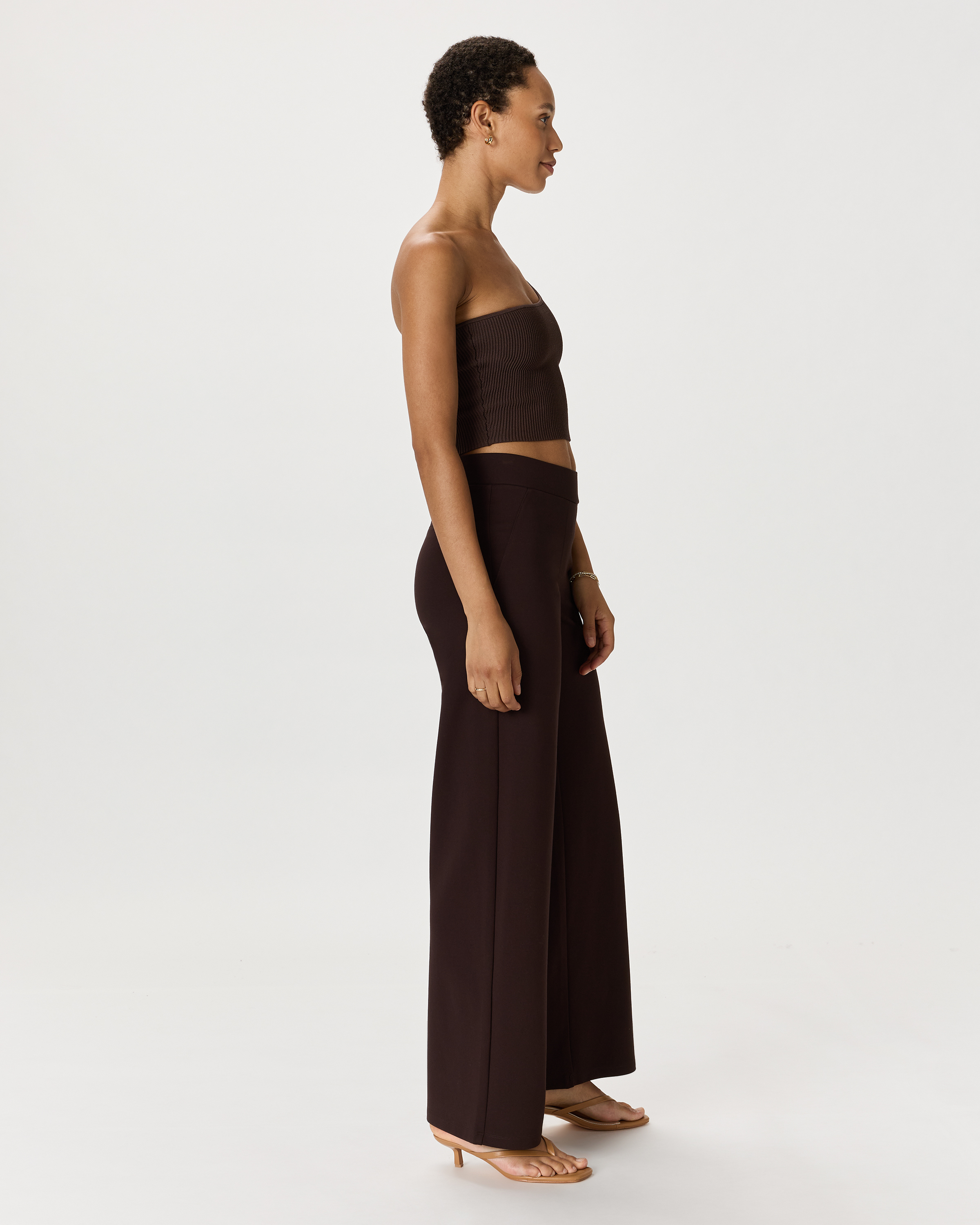 【新品】CARORIE LIGHT PONTE TAPERED PANTS[L] Ultra-Stretch Ponte Super Wide Leg Pants