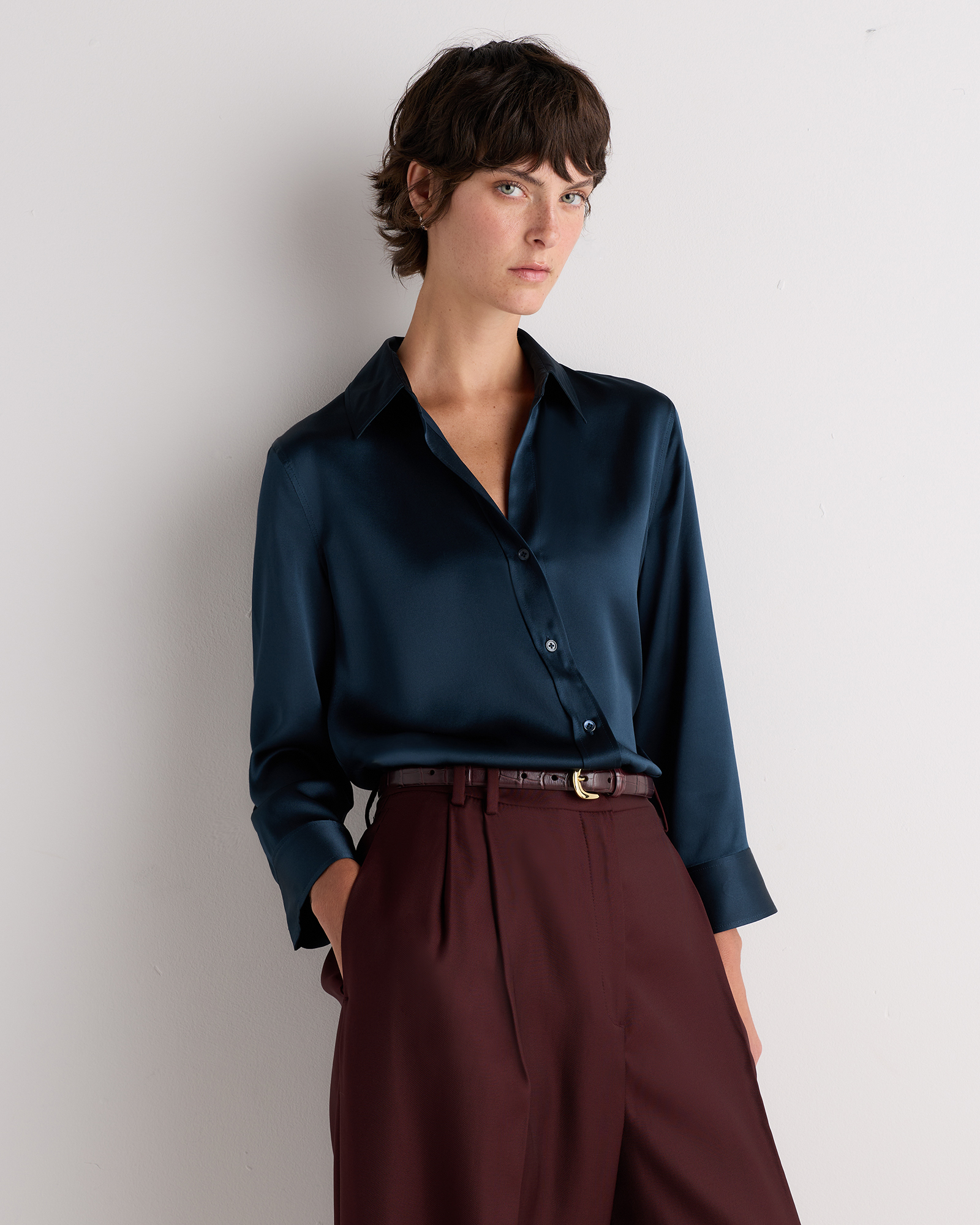 Silk shirt with fluid drape