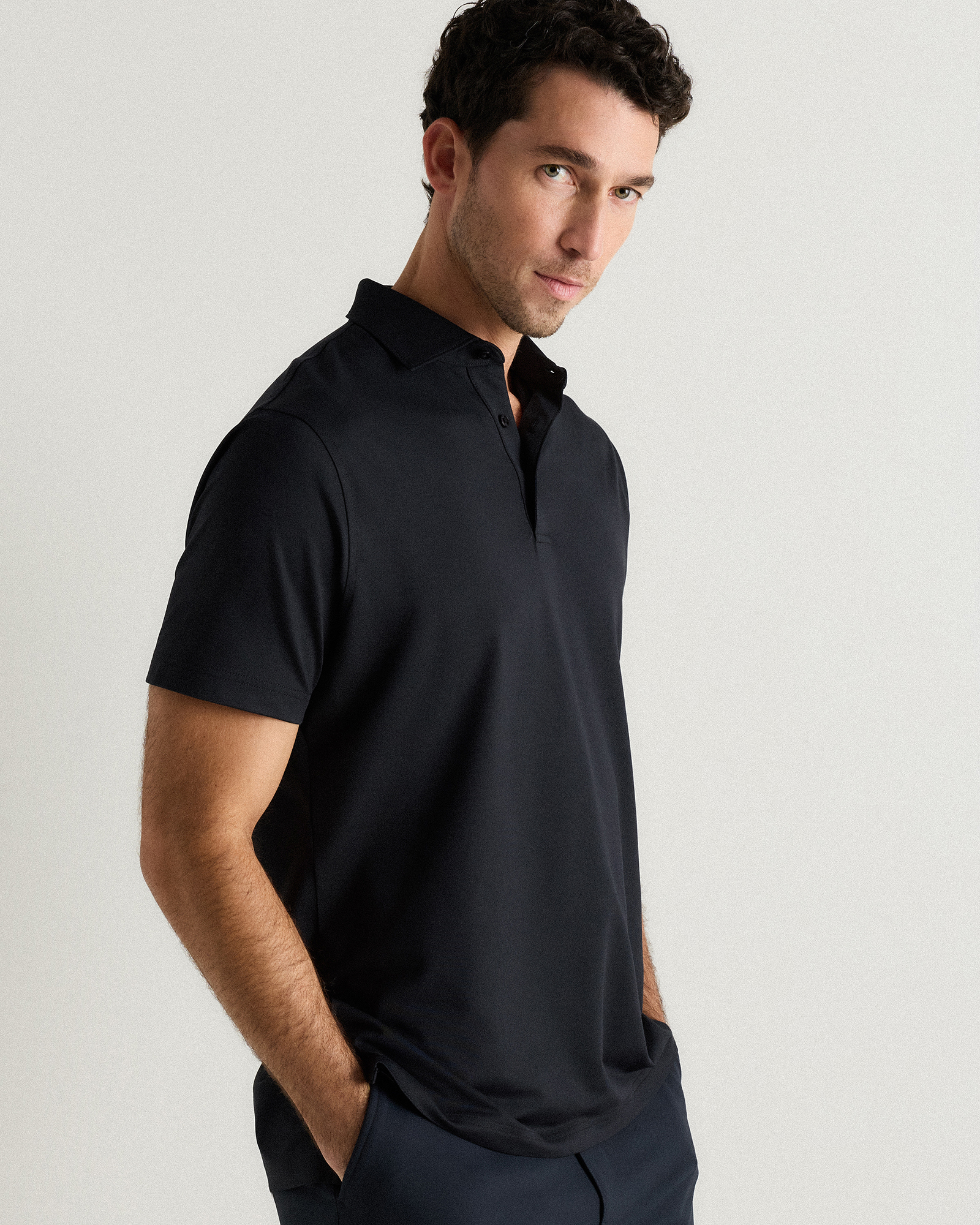 Performance Mesh Golf Polo in Black