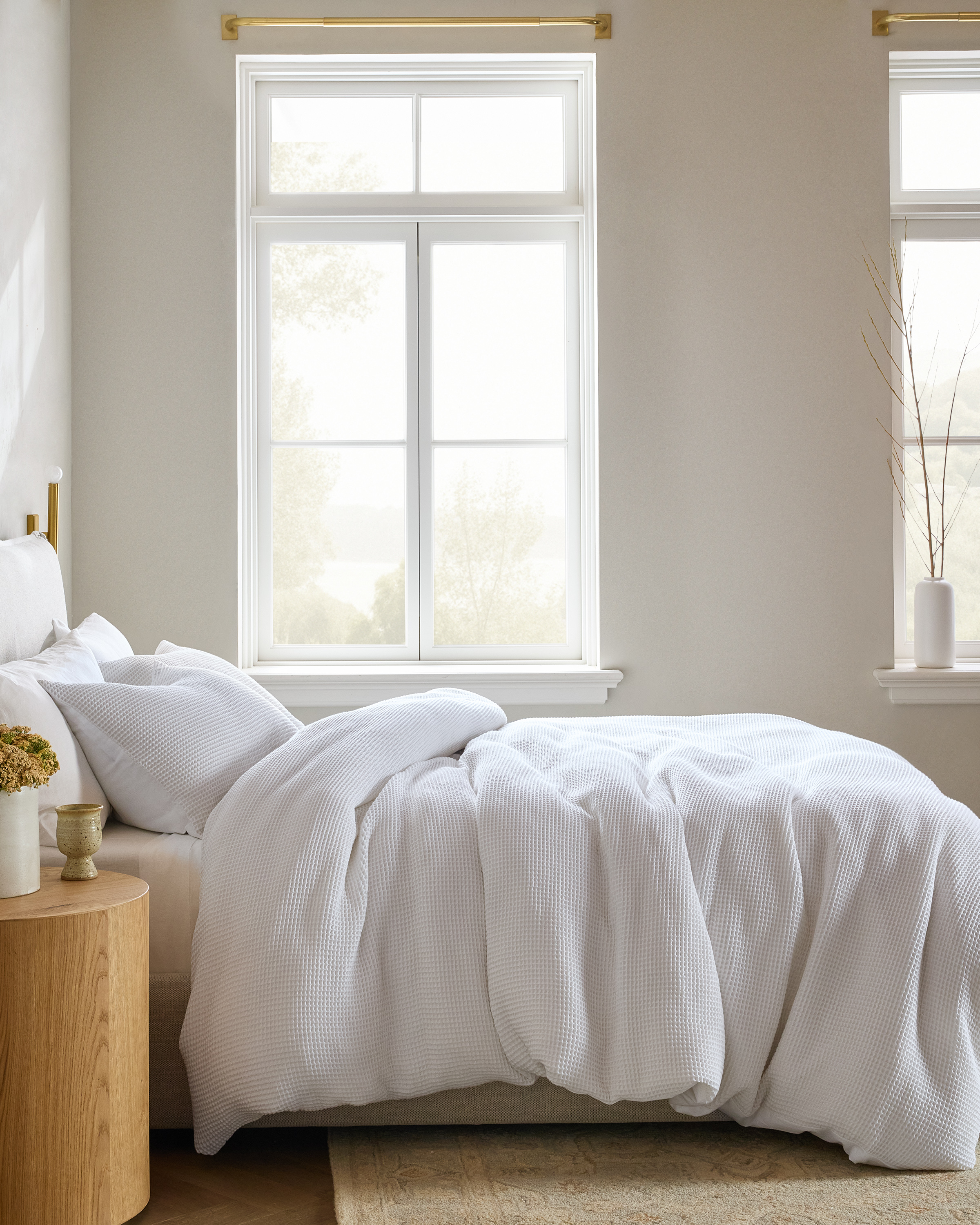 White Organic Waffle Duvet Cover