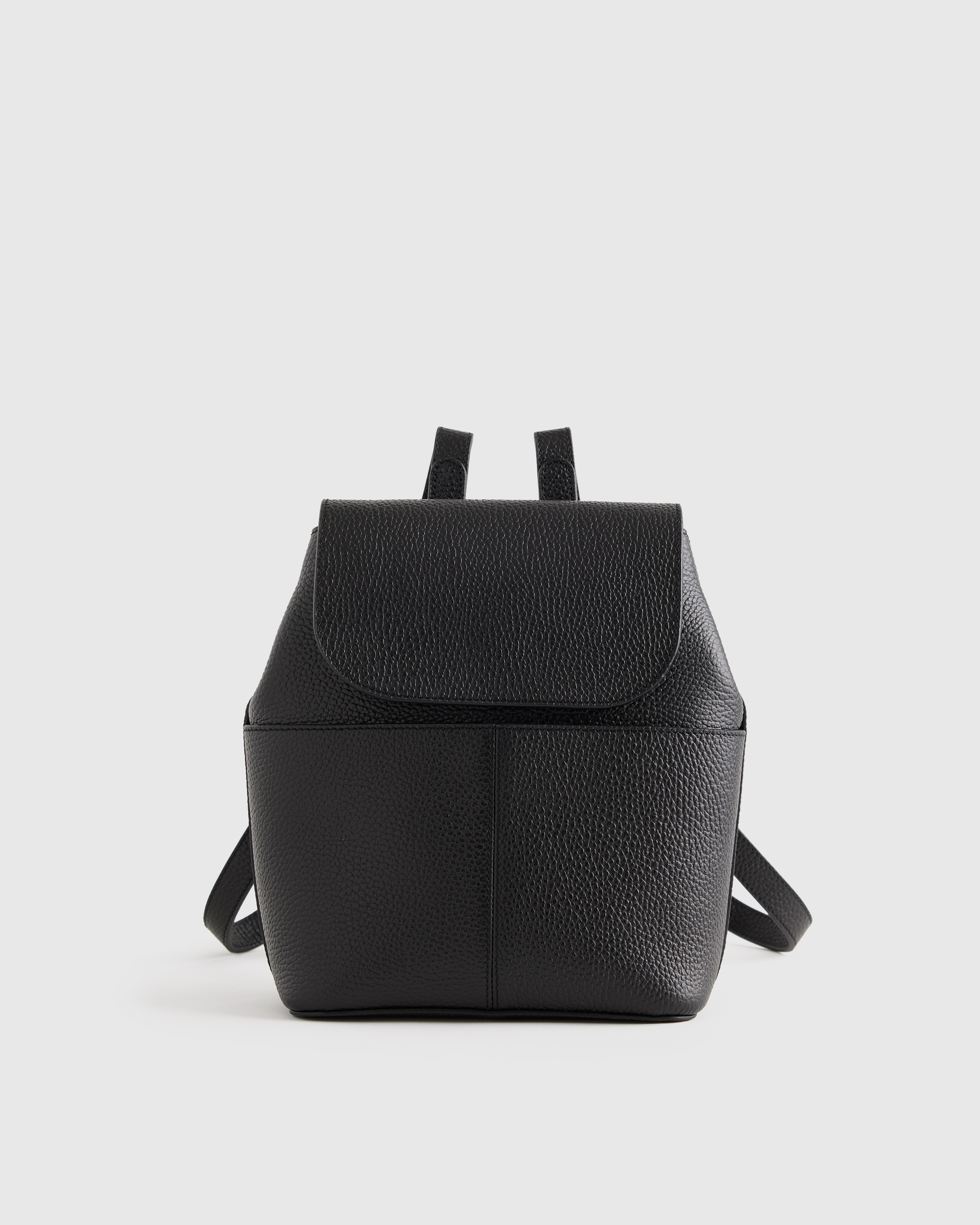 Black Italian Leather Small Backpack