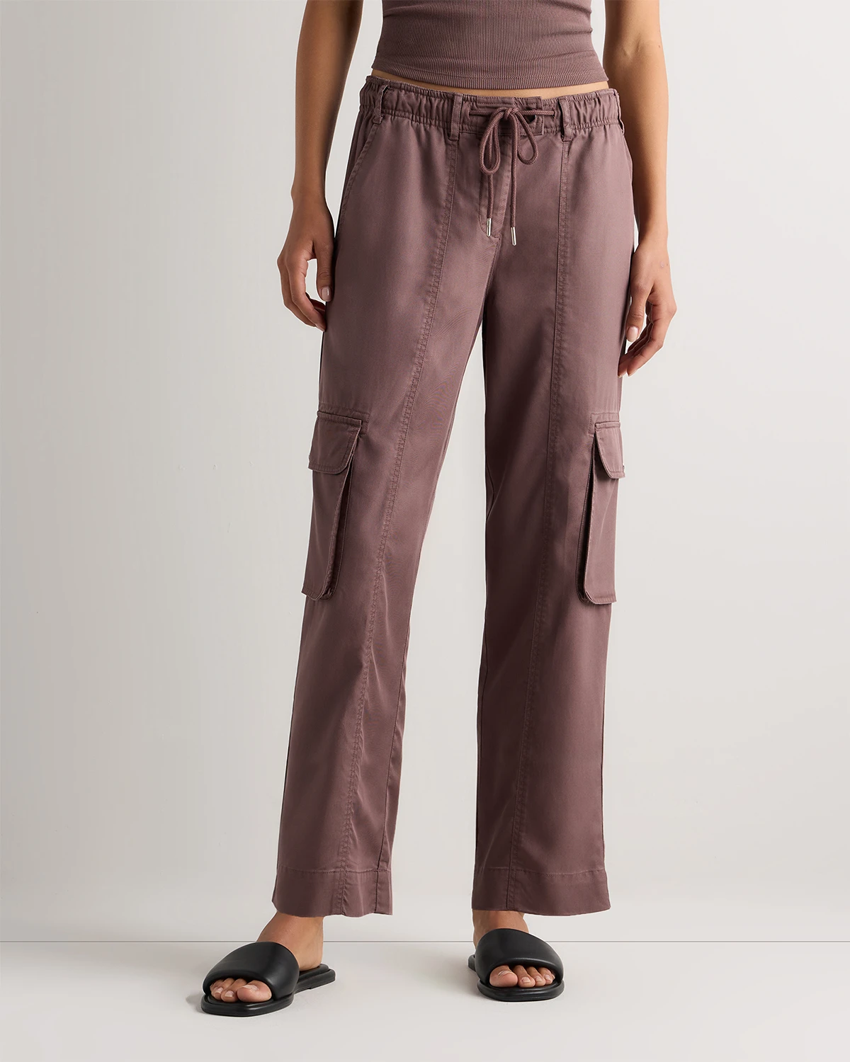 Women's Vintage Wash Tencel Drawstring Cargo Pants