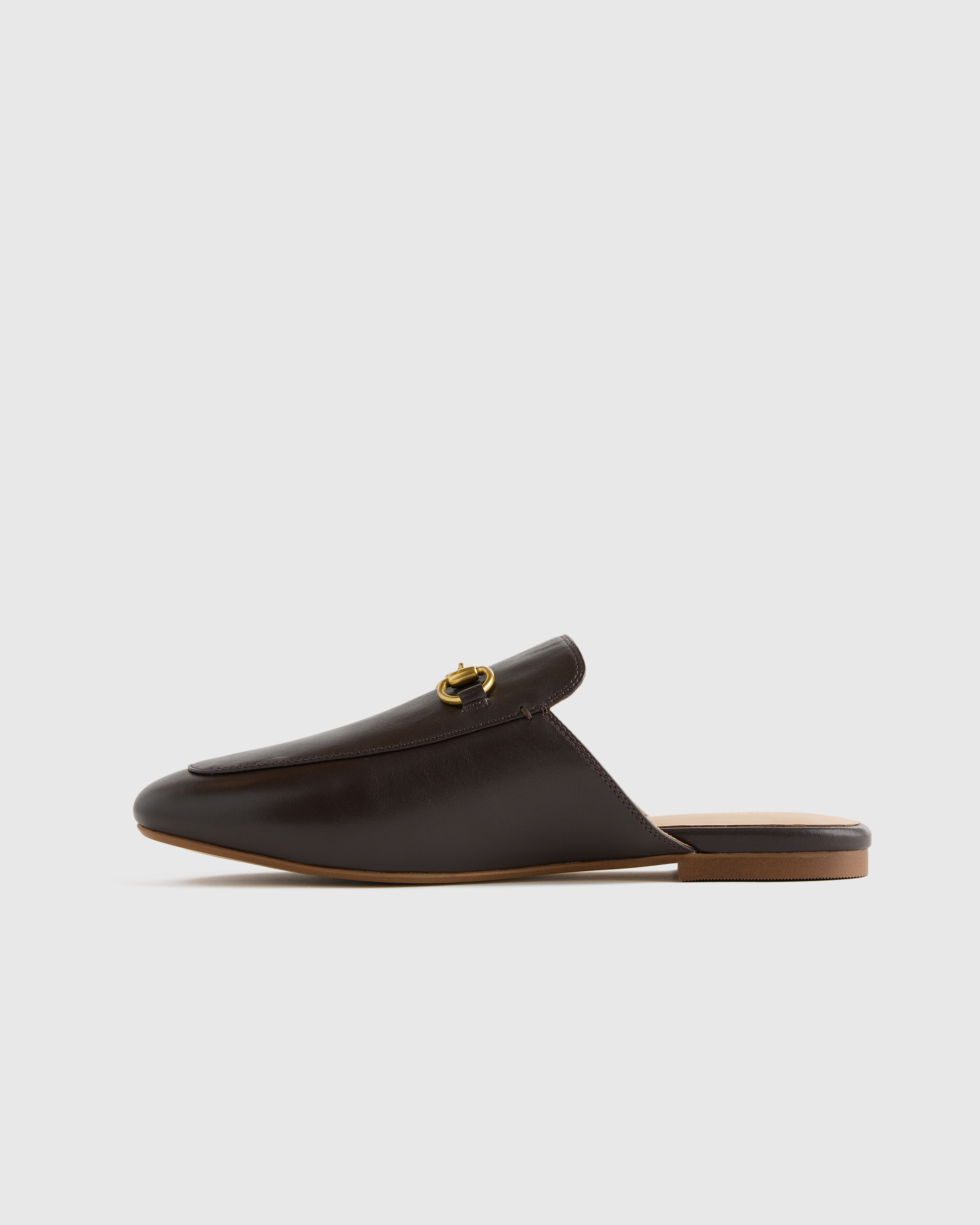 Italian Leather Horsebit Loafer Mule in Coffee Bean display picture 1