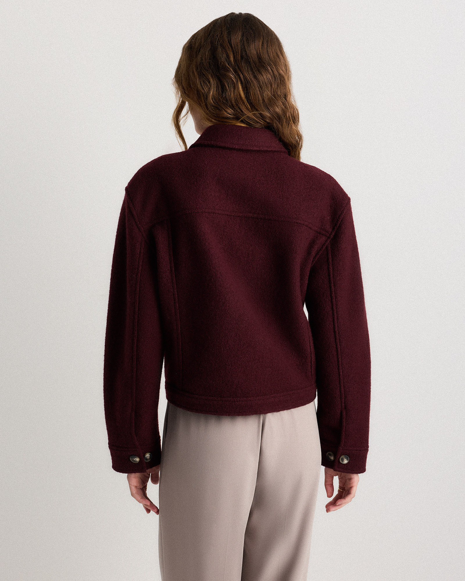 100% Merino Wool Cropped Shirt Jacket