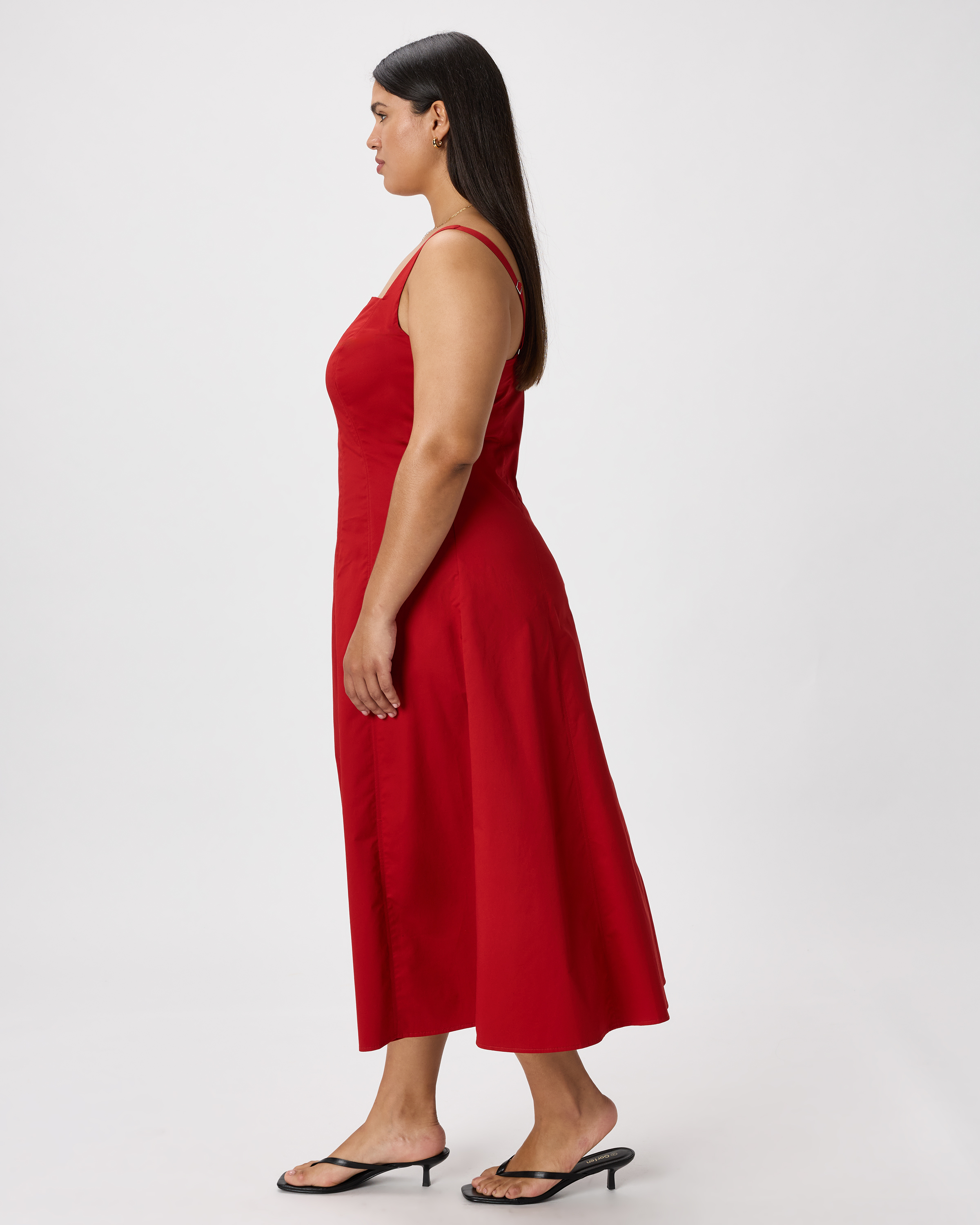 Women's Stretch Twill Fit & Flare Midi