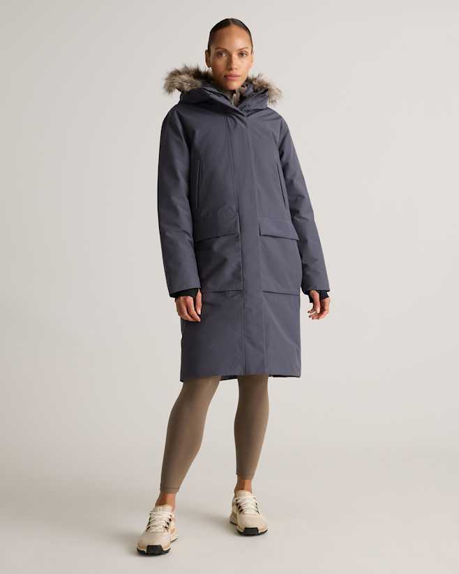 Carbon Grey Responsible Down Hooded Long Parka