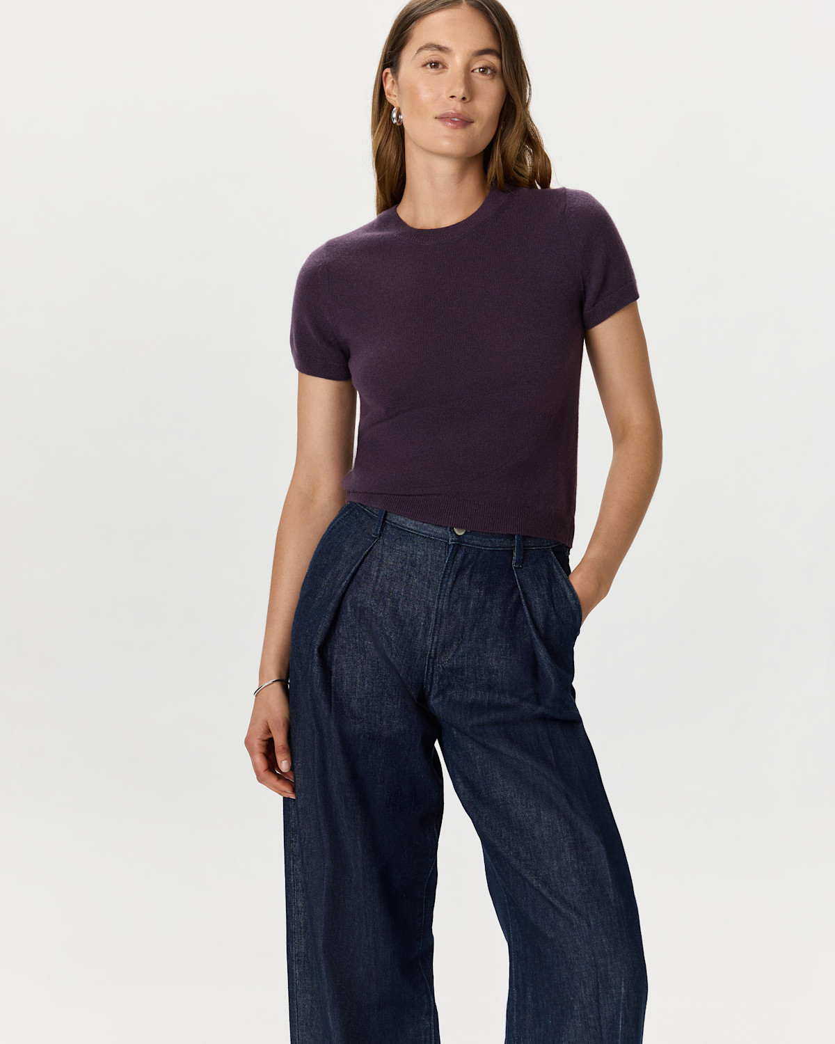 Quince Cashmere Tee | Quince in Deep Orchid Purple
