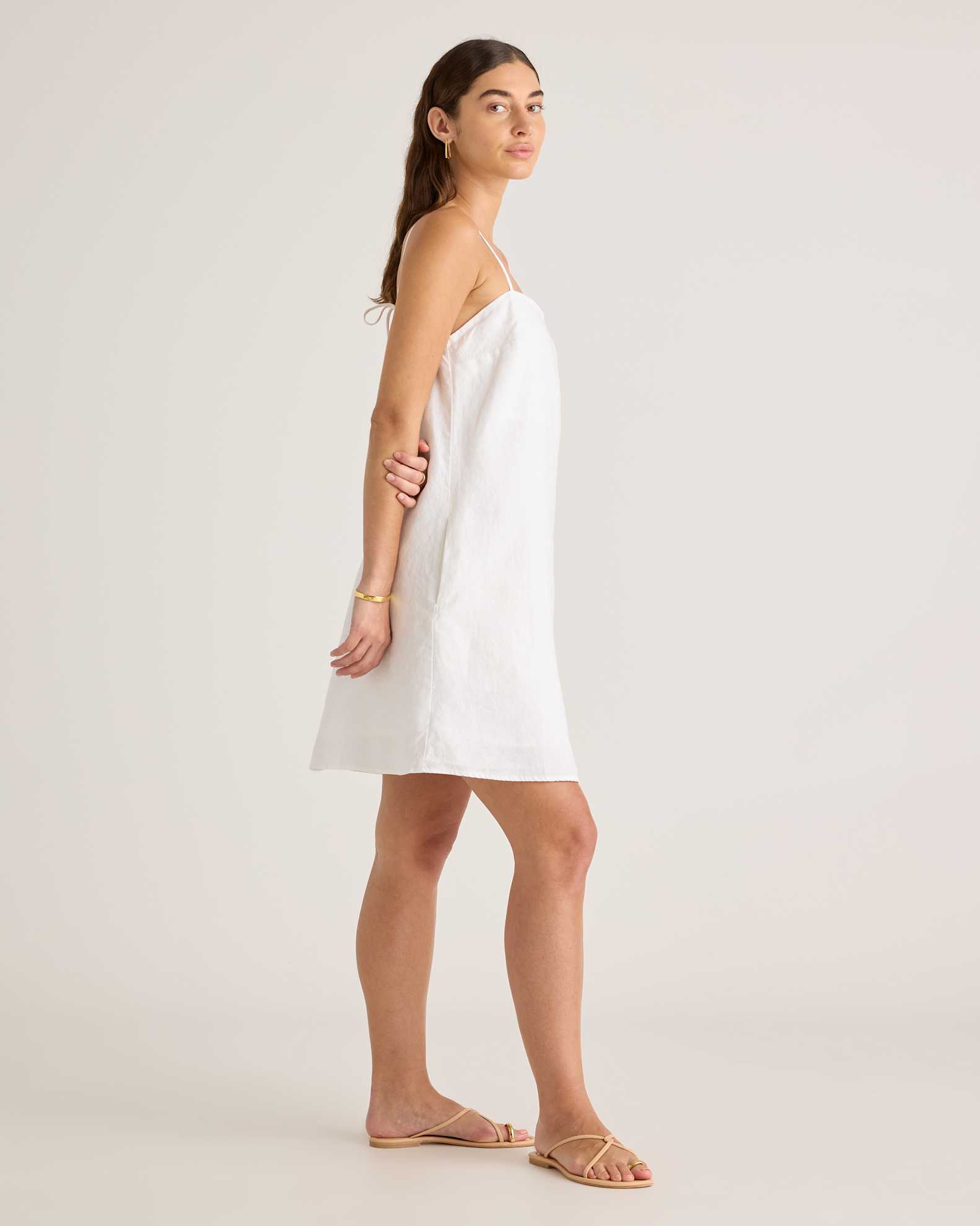 100% European Linen Spaghetti Strap Mini Dress 100% European Linen Spaghetti Strap Mini Dress