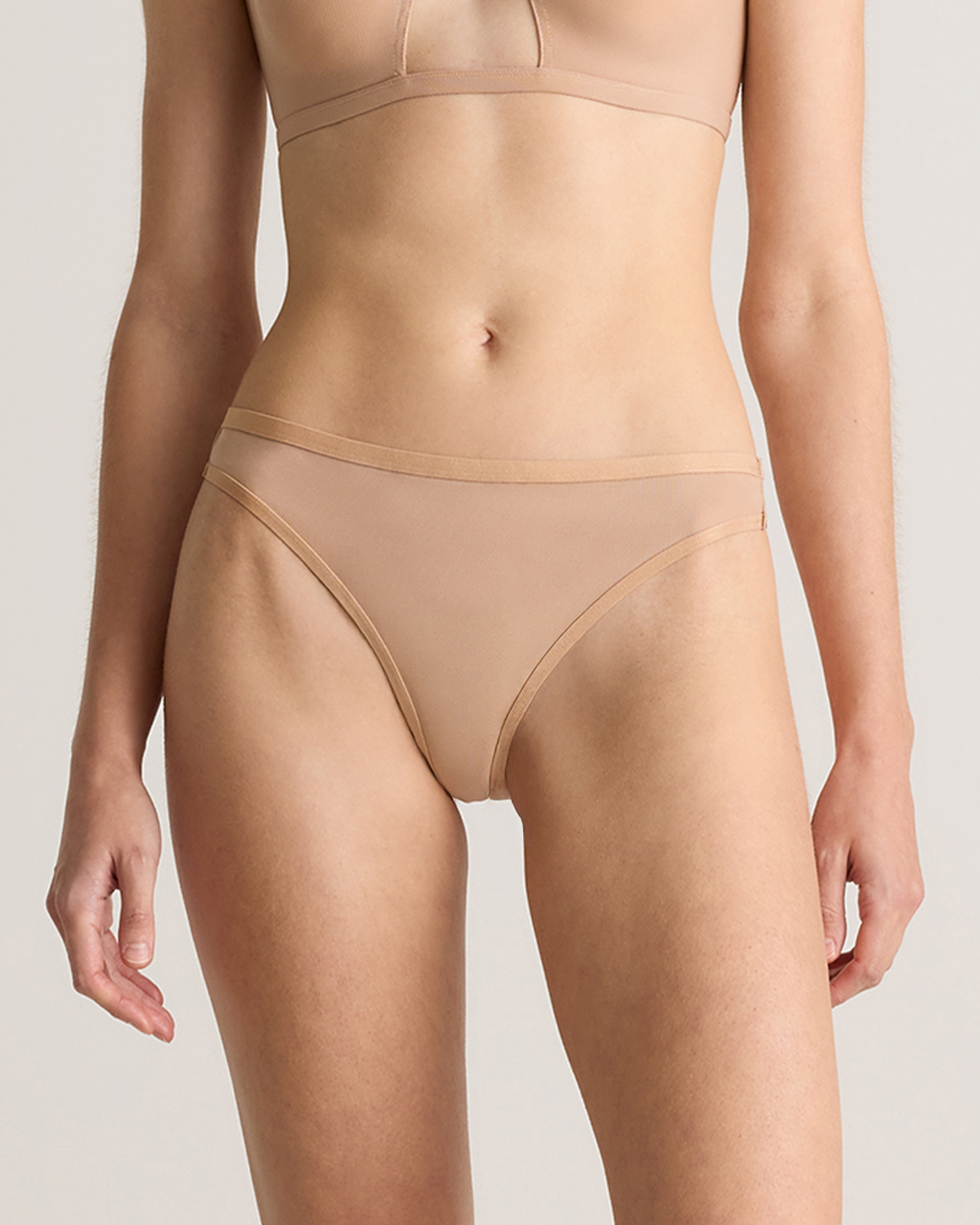 Sand Belgian Mesh Sheer Thong (6-Pack)