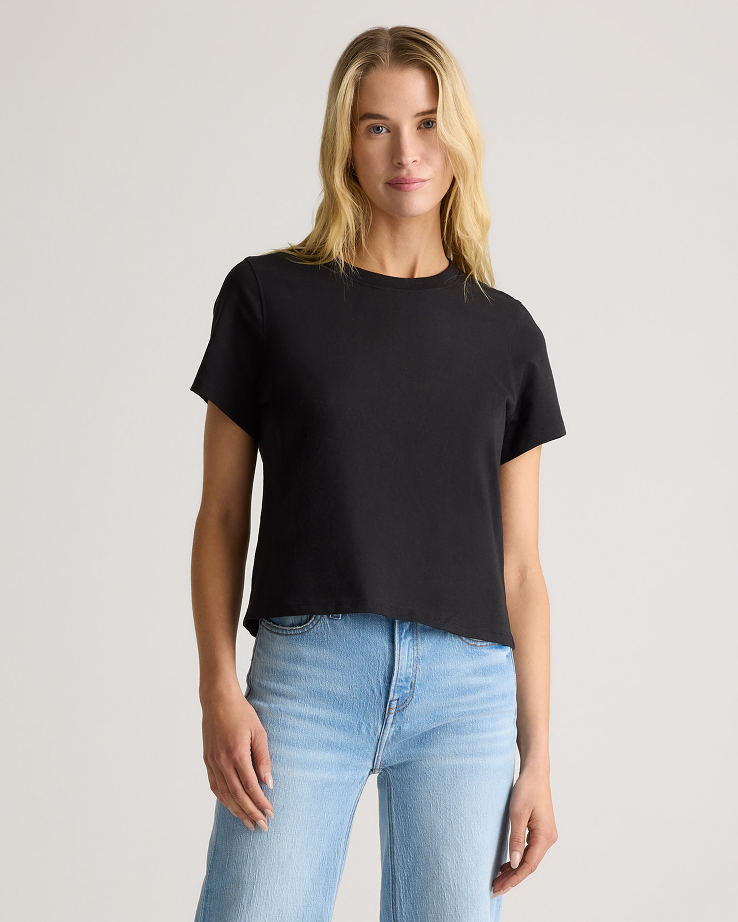 True Black 100% Organic Cotton Boxy Crewneck Tee
