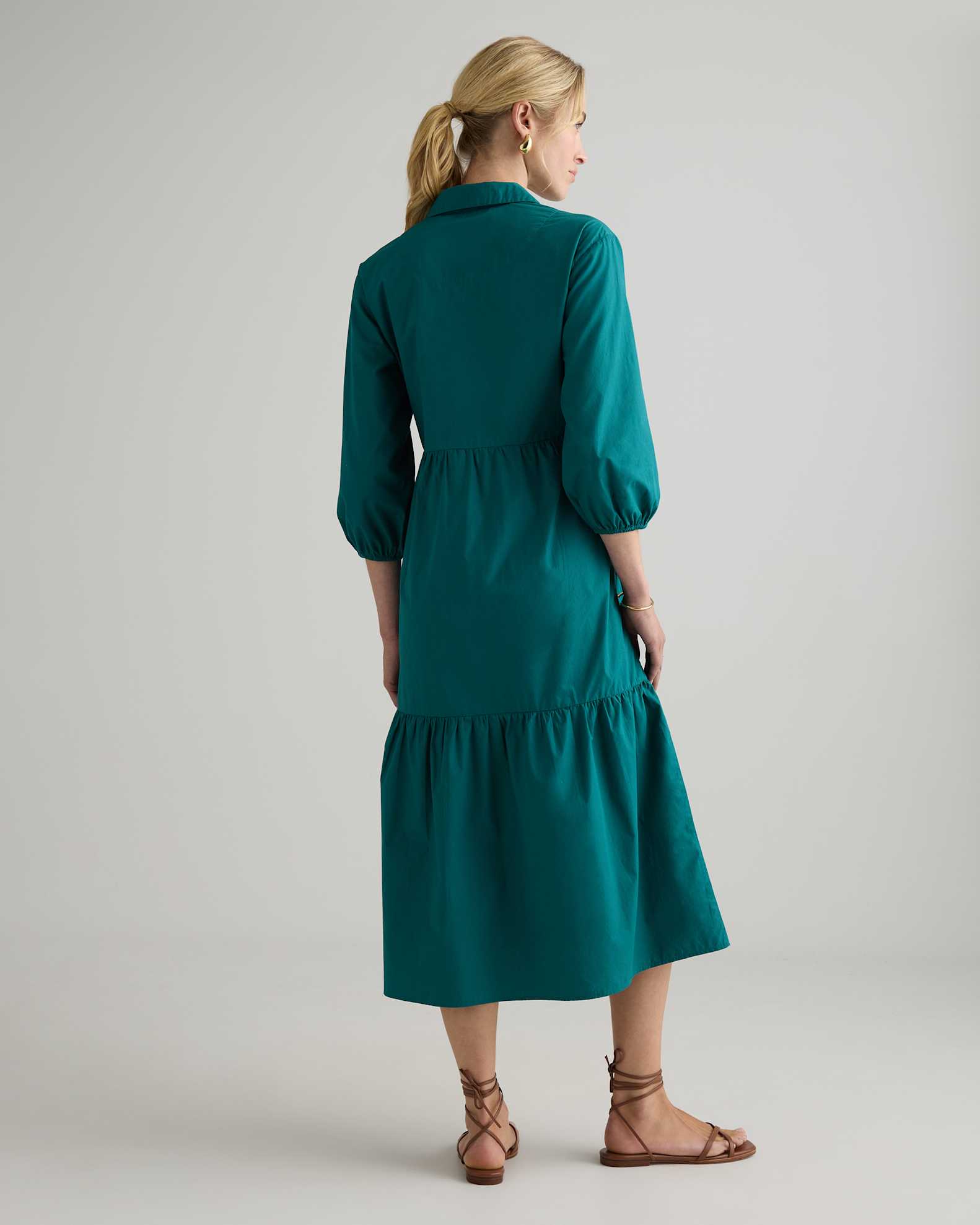 Women's Poplin Midi Tunic Dress in Garden Green, Size Small, Organic Cotton by Quince Women's Poplin Midi Tunic Dress in Garden Green, Size Small, Organic Cotton by Quince