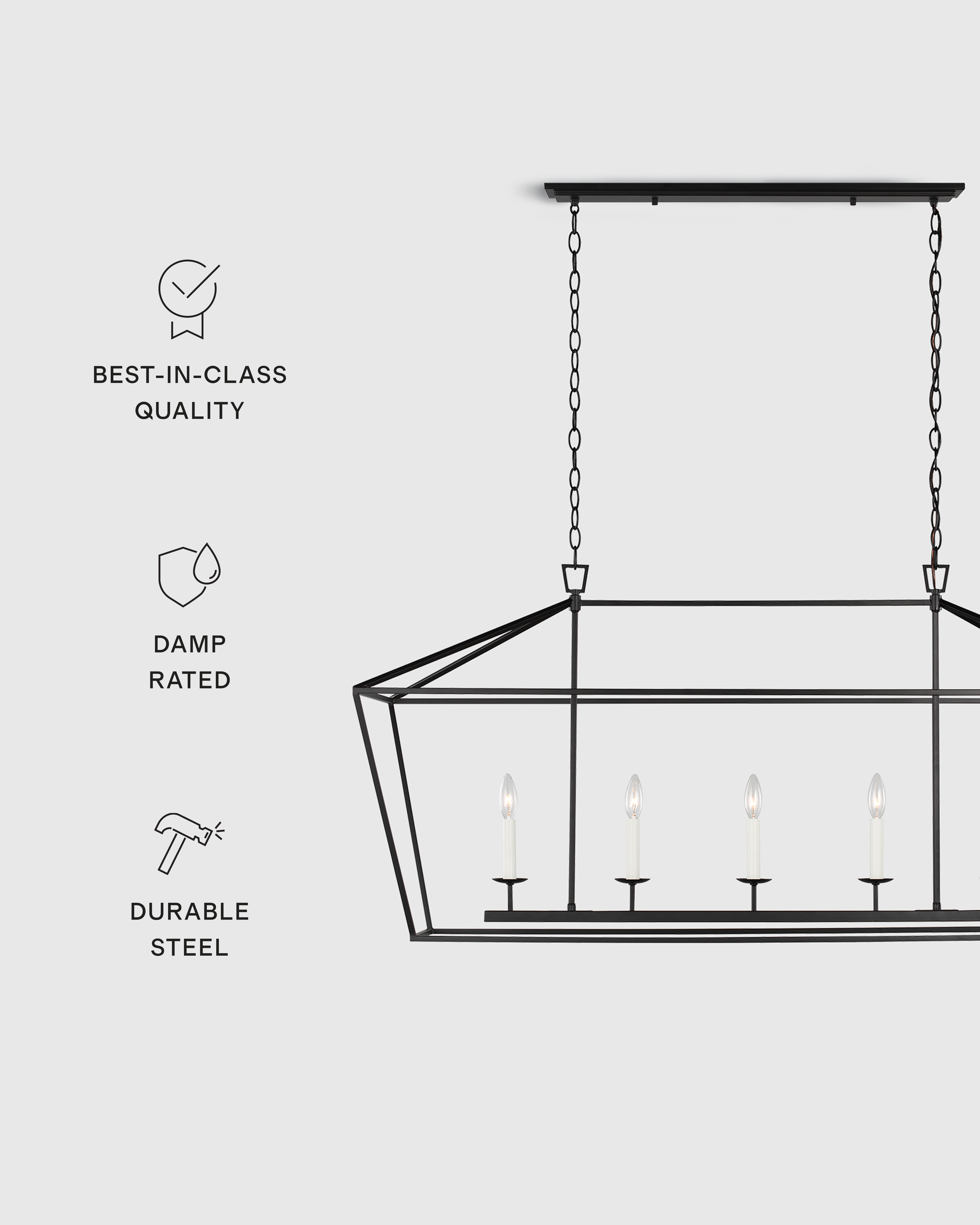 Traditional Steel Linear Lantern Chandelier - thumbnail 10