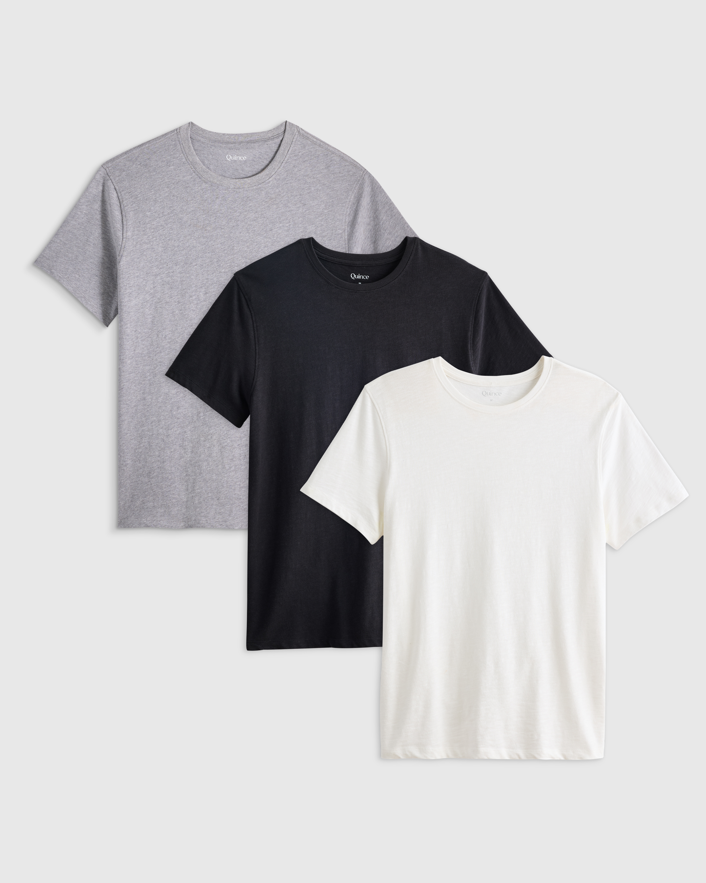 Heather Grey 100% Organic Cotton Slub Crewneck Tee 3 Pack