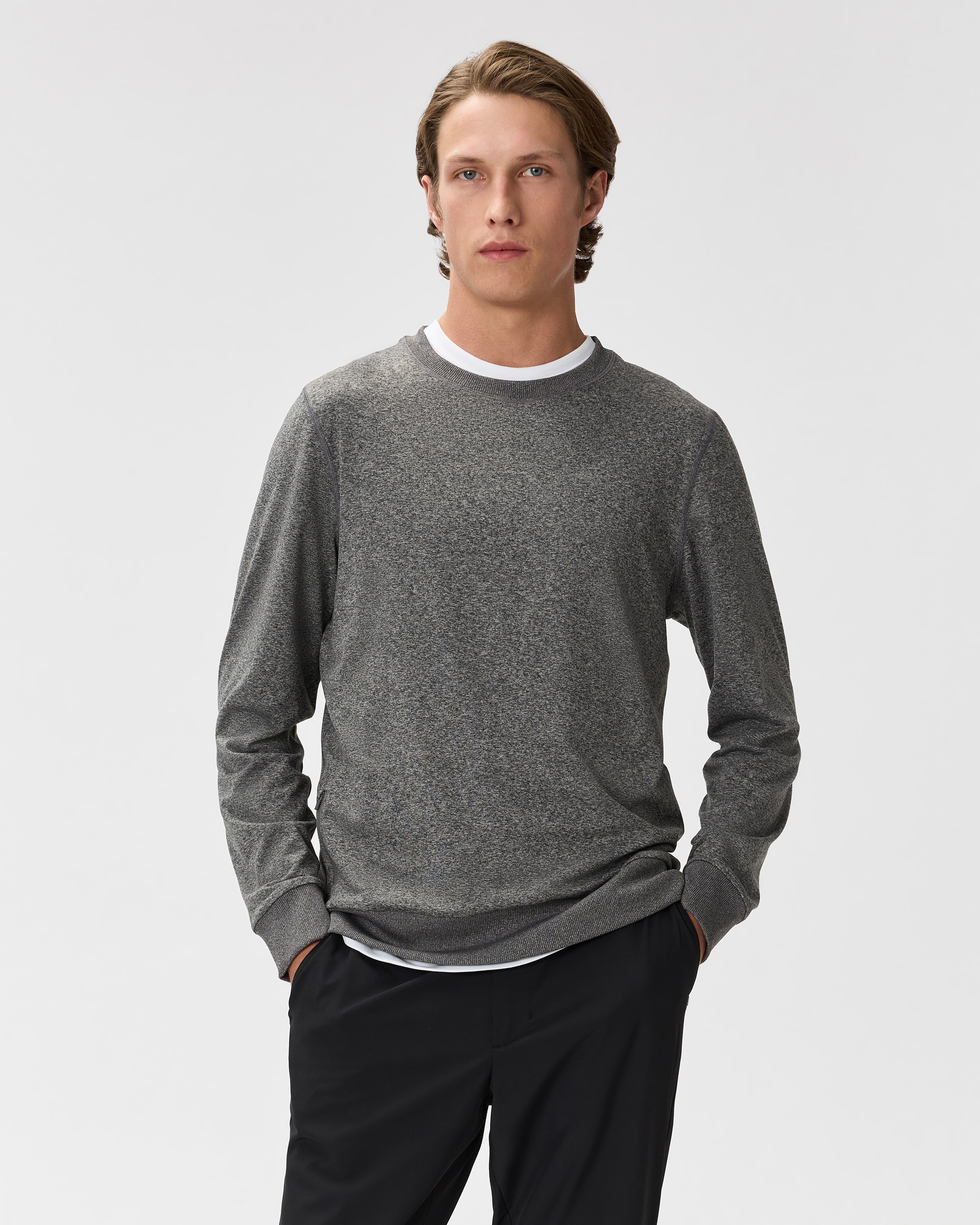 Heather Grey Flowknit Performance Crew Sweatshirt