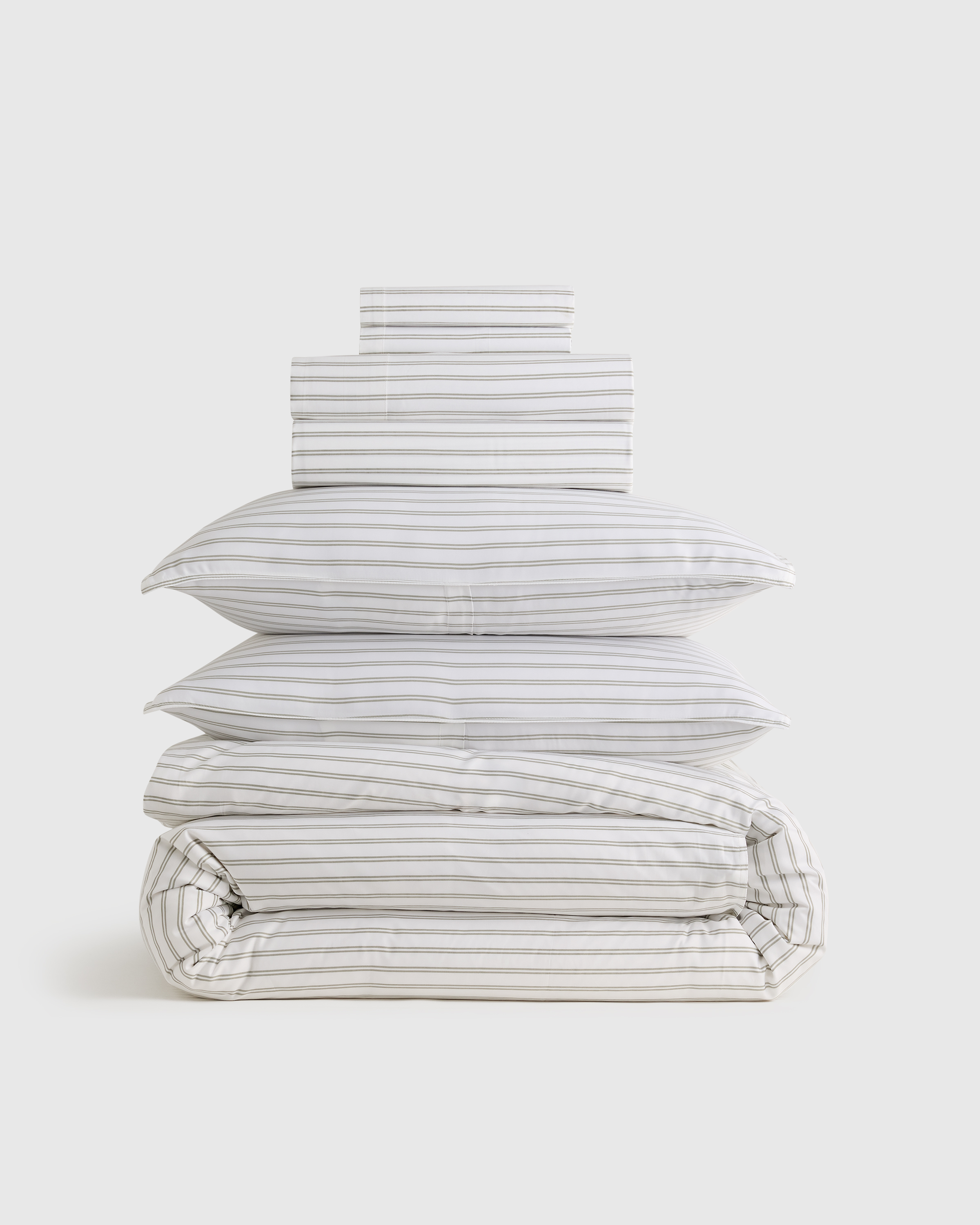Double Stripe Sage Bamboo Deluxe Bedding Bundle