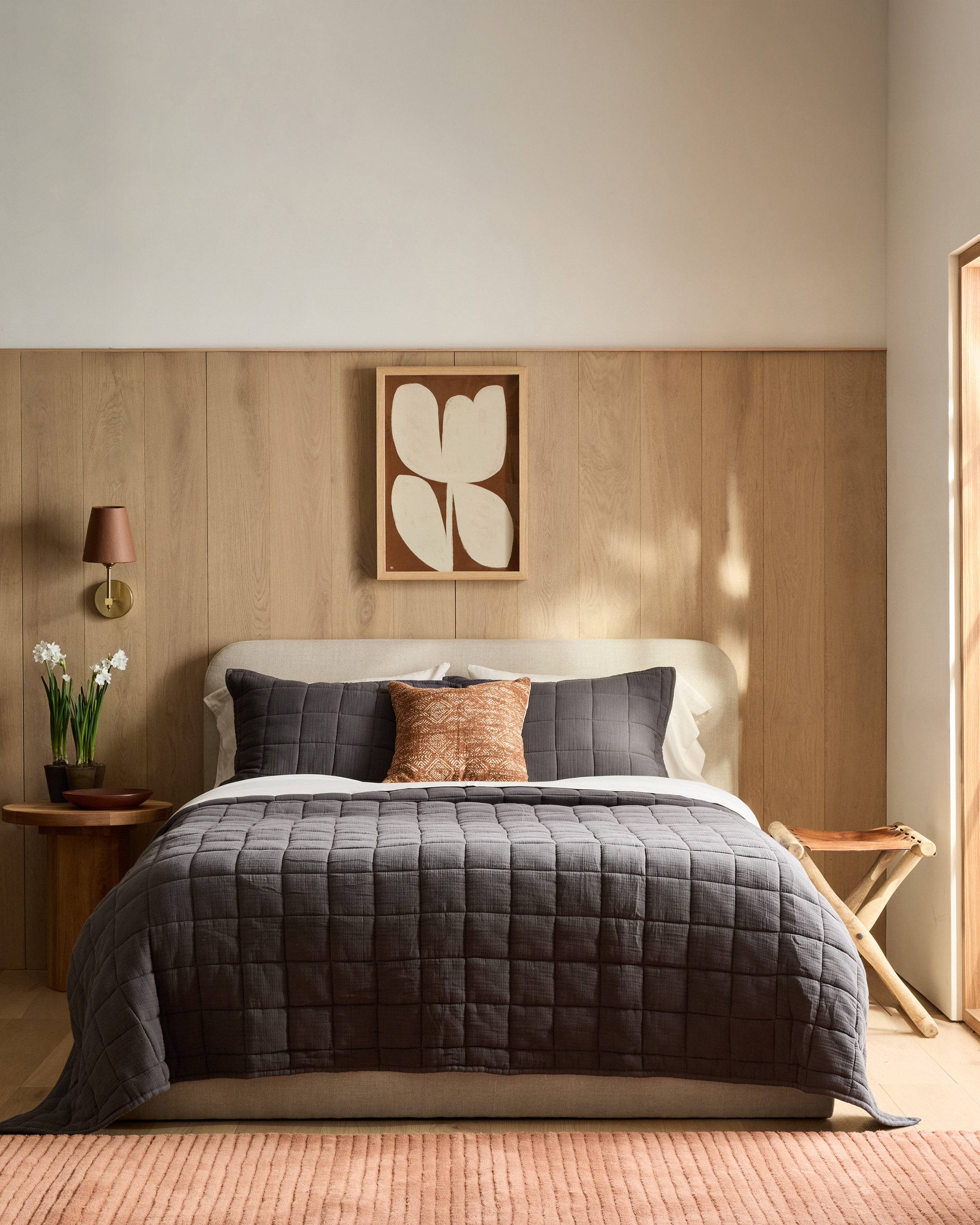 Charcoal Organic Airy Gauze Box Quilt Set