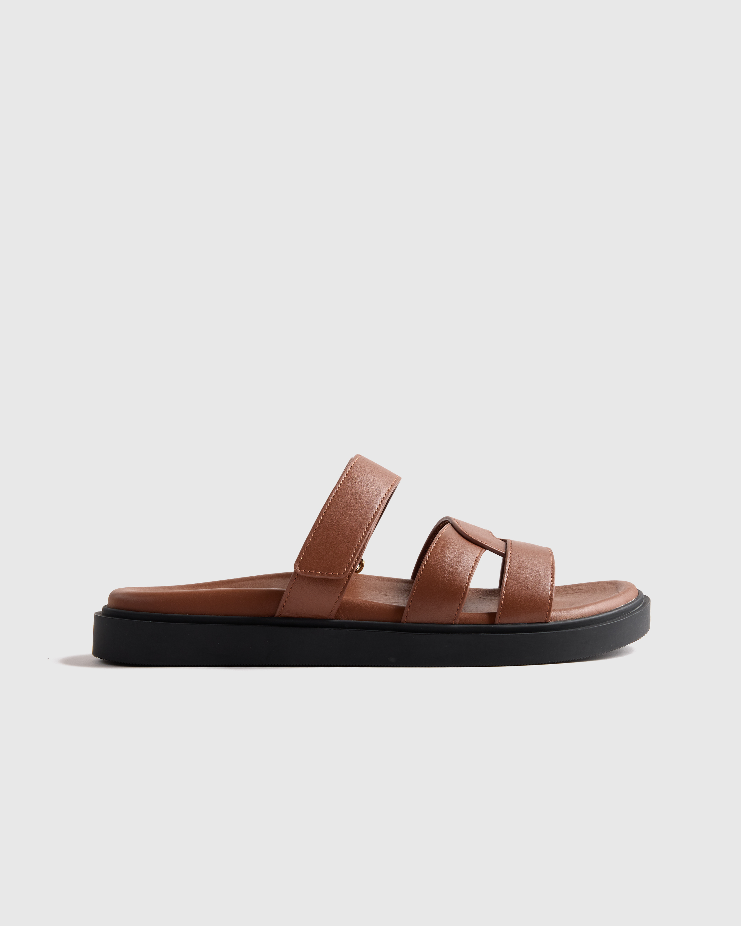 Cognac Italian Leather Sport Slide Sandal