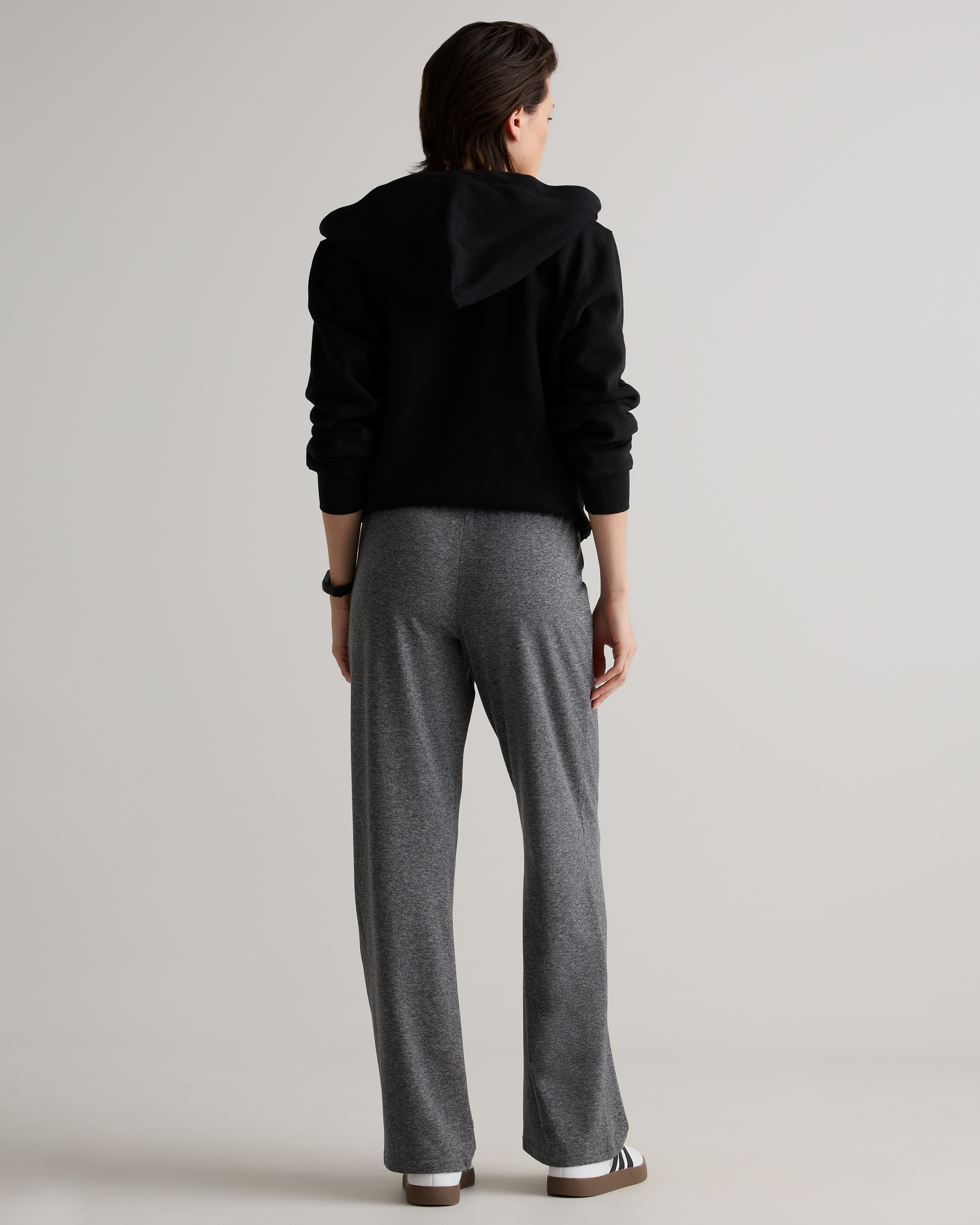 Flowknit Wide Leg Pants in Heather Grey