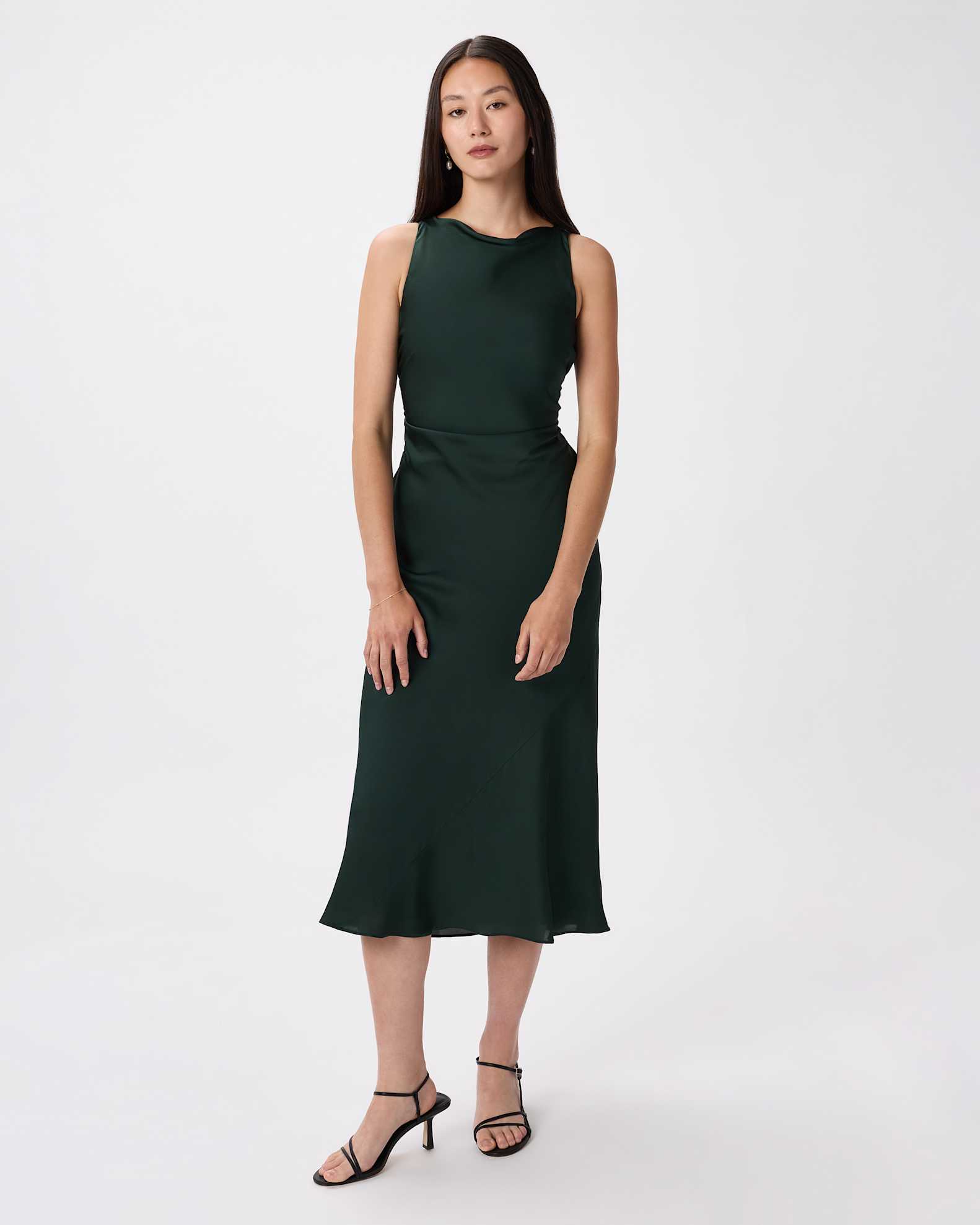 Women's Washable Stretch Silk High Neck Midi Dress in Forest Green, Size XL, Mulberry Silk by Quince Women's Washable Stretch Silk High Neck Midi Dress in Forest Green, Size XL, Mulberry Silk by Quince