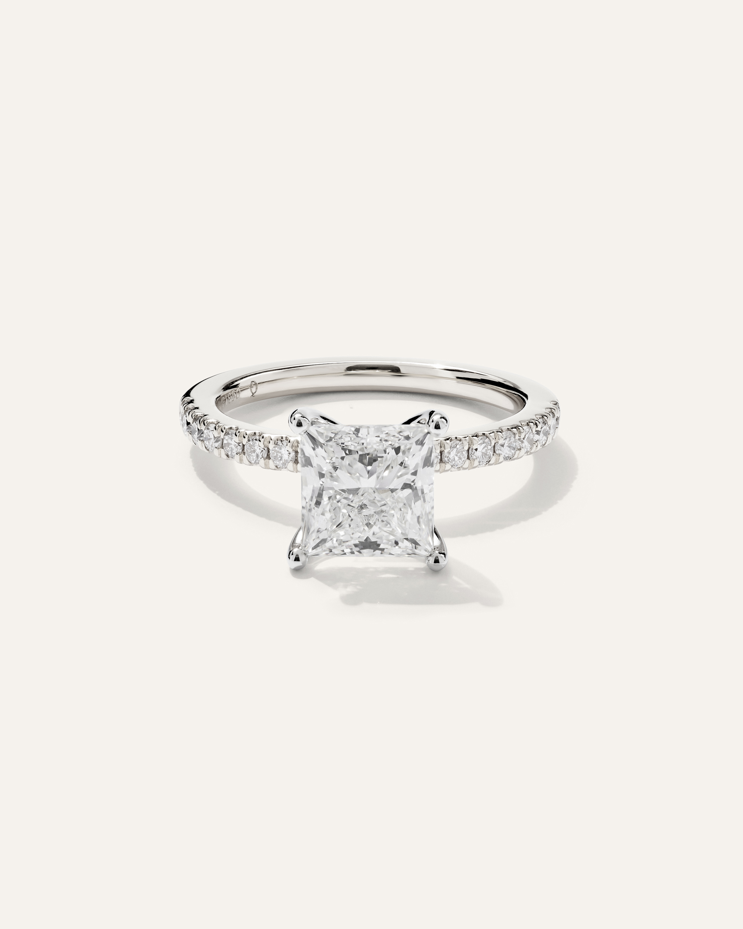 Platinum Lab Grown Diamond Princess Petite Pave Engagement Ring