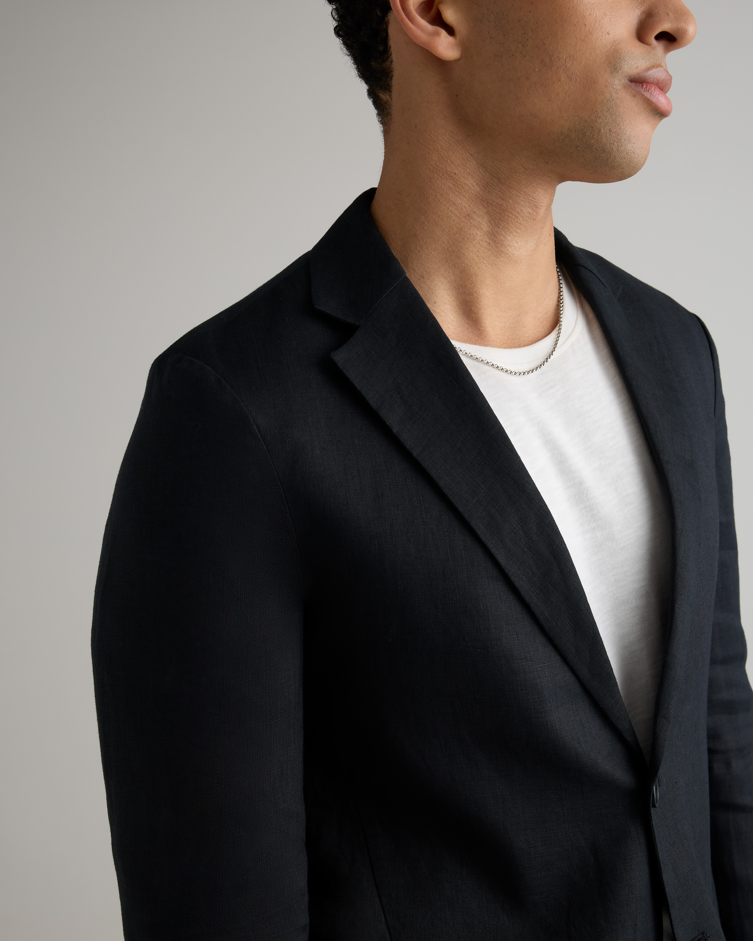 Men's 100% European Linen Blazer in Black