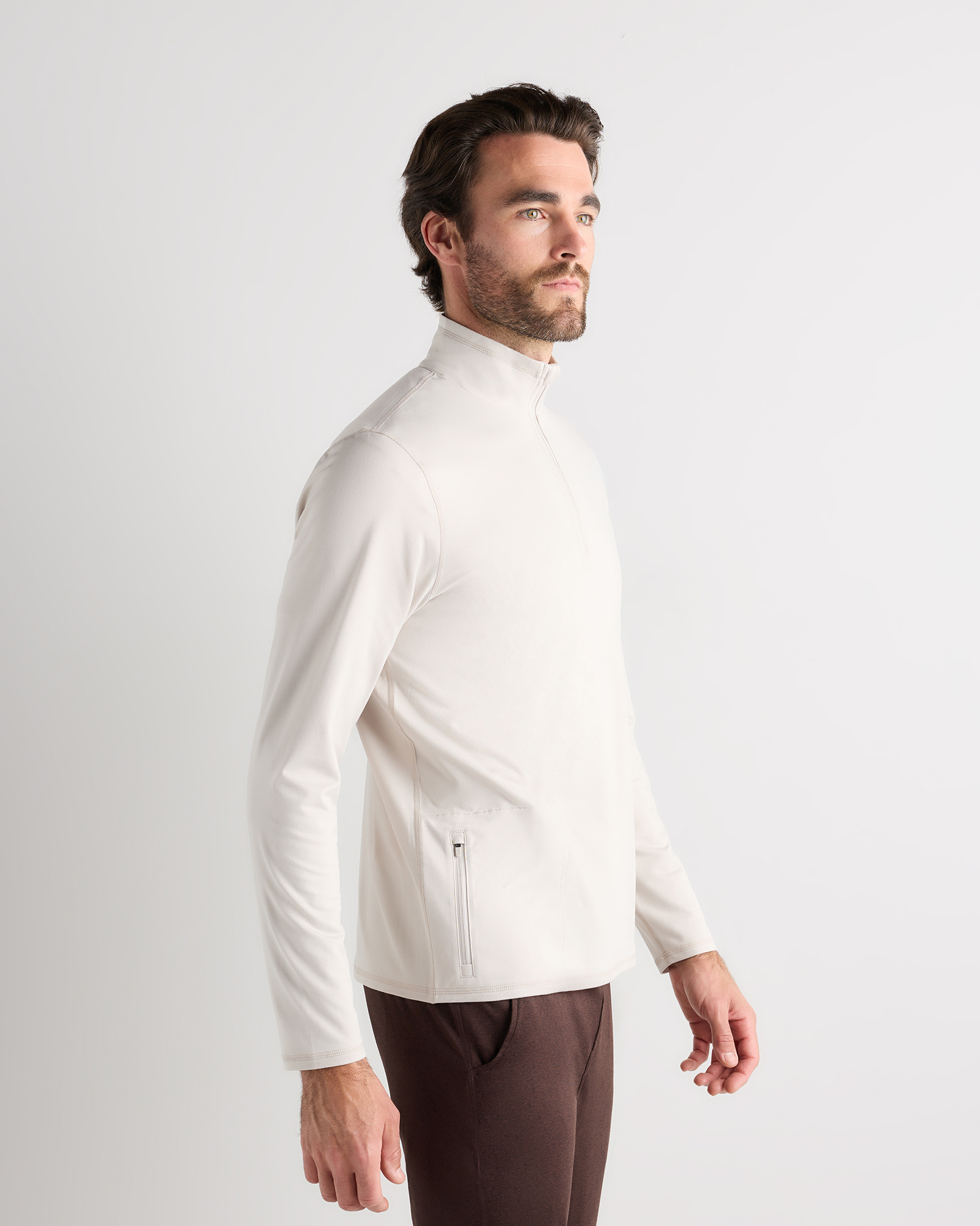 Flowknit Performance Half-Zip in Solid Chalk