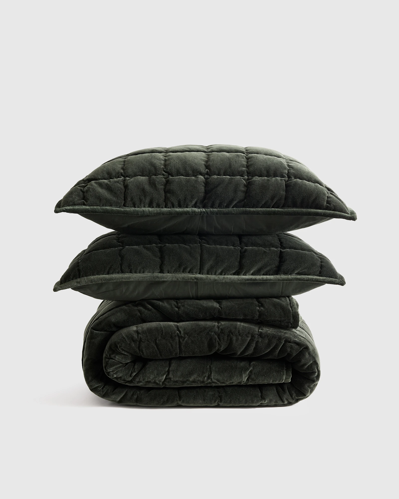 Cotton Velvet Box Quilt Set - Greystone, King/Cal King