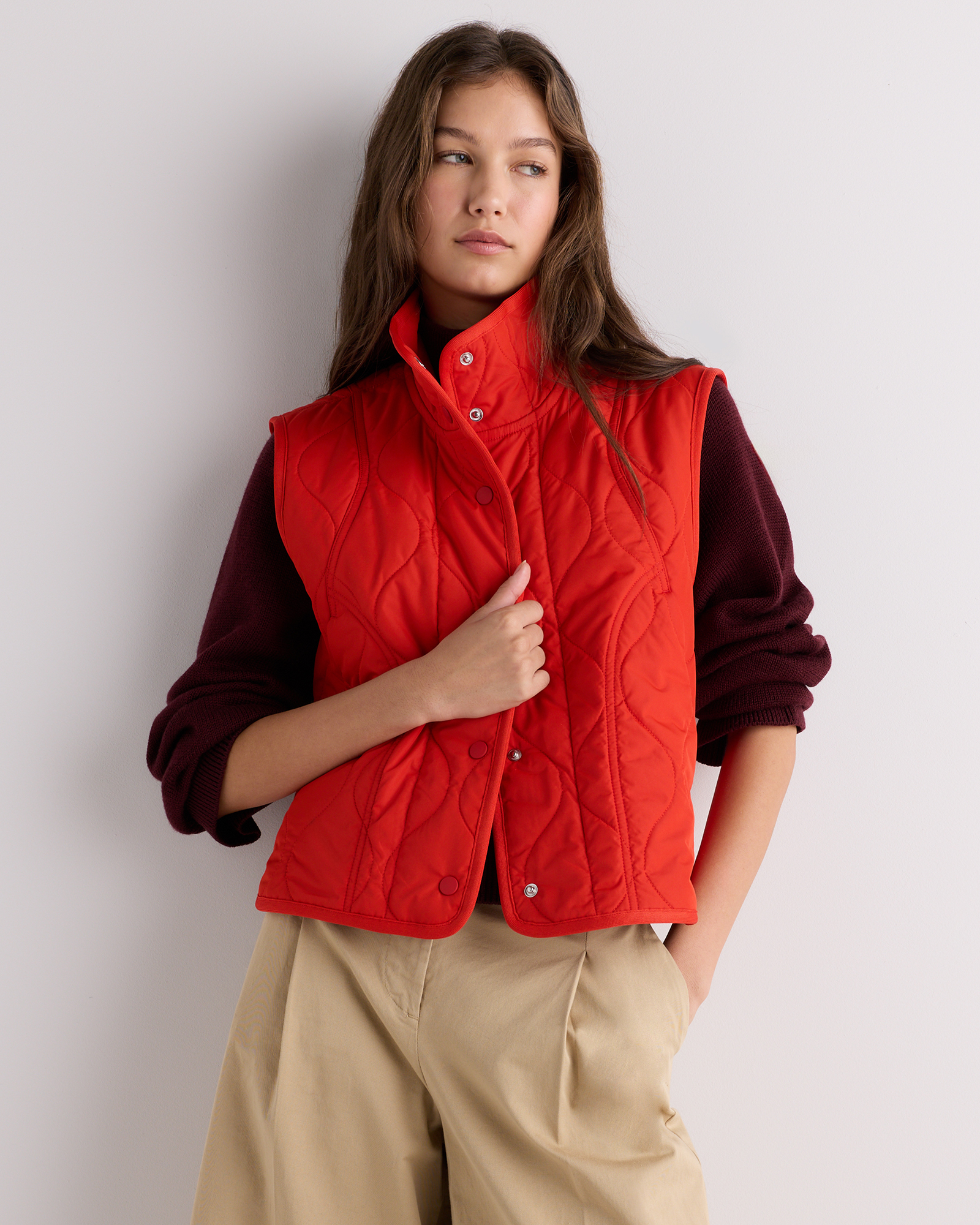 Spritz Red Featherless Quilted Puffer Vest 