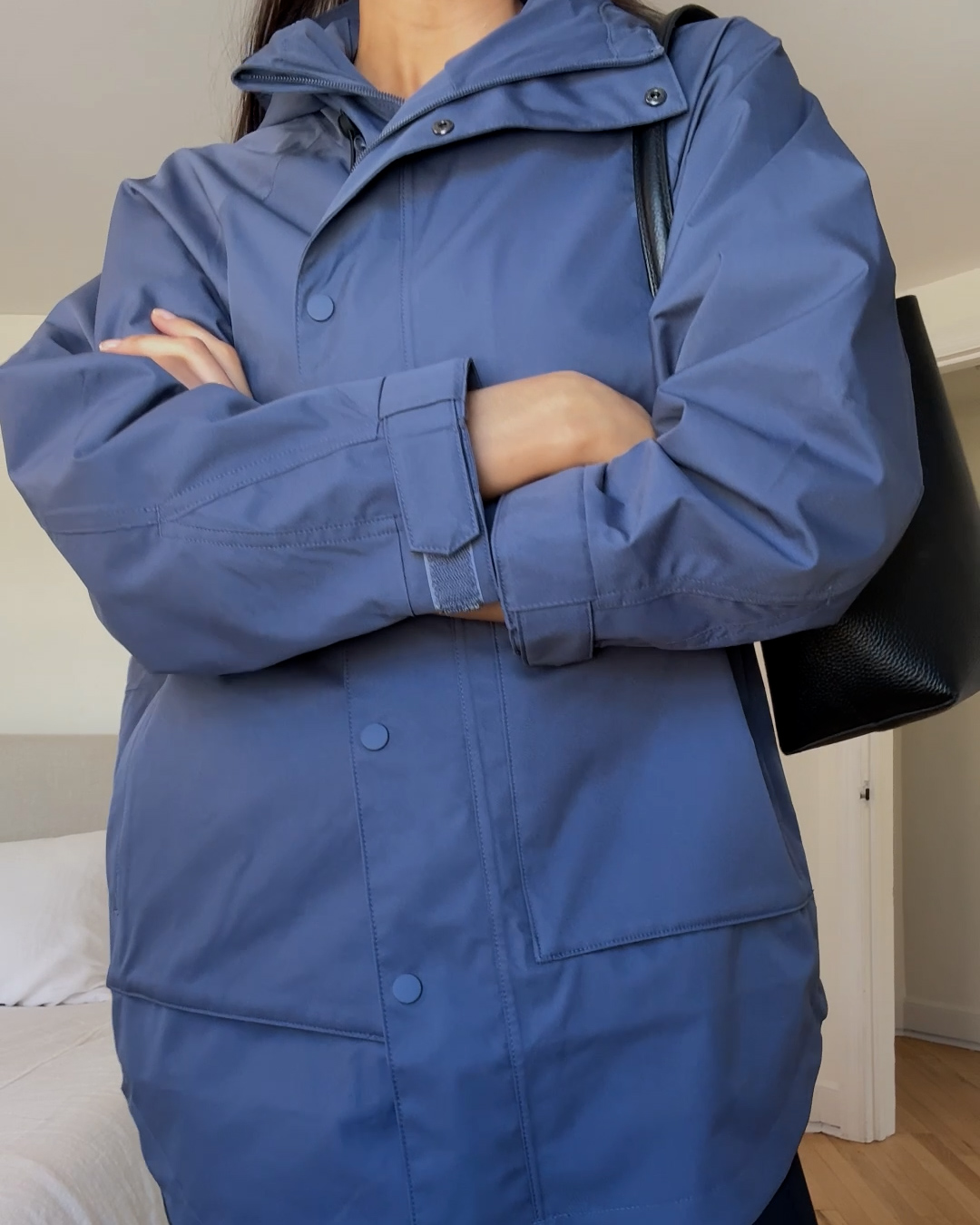 Weather Proof Oversized Rain Jacket Storm Blue Deana Duka 4x5