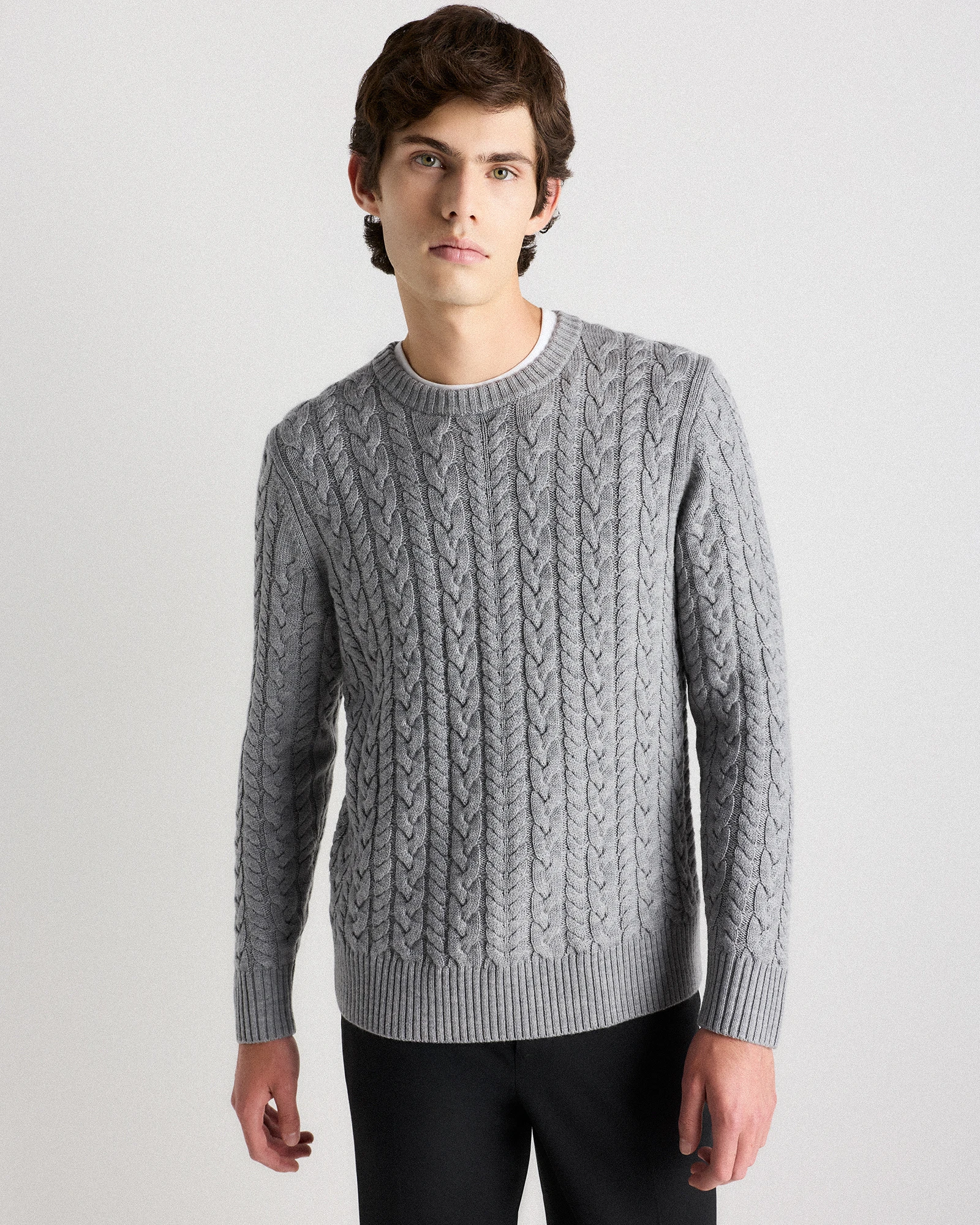Australian Merino Wool Cable Crewneck Sweater