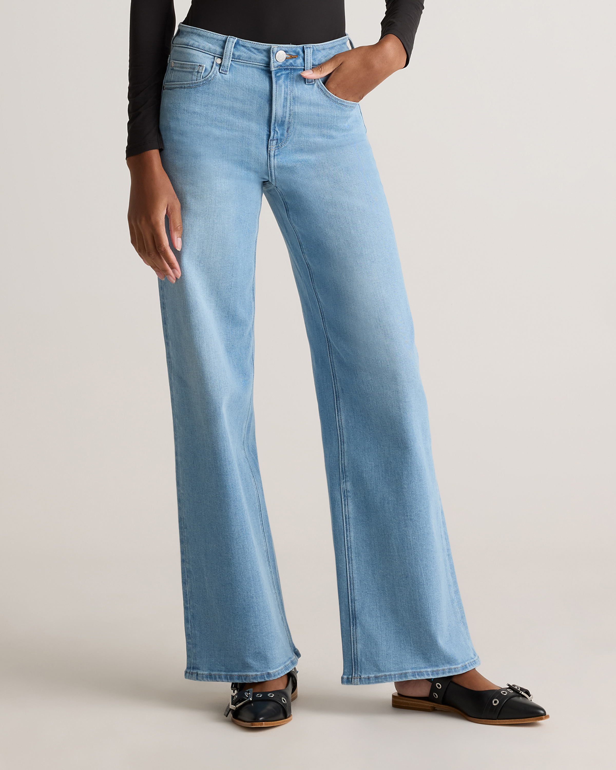 Frosted Blue Bella Stretch Wide Leg Jeans