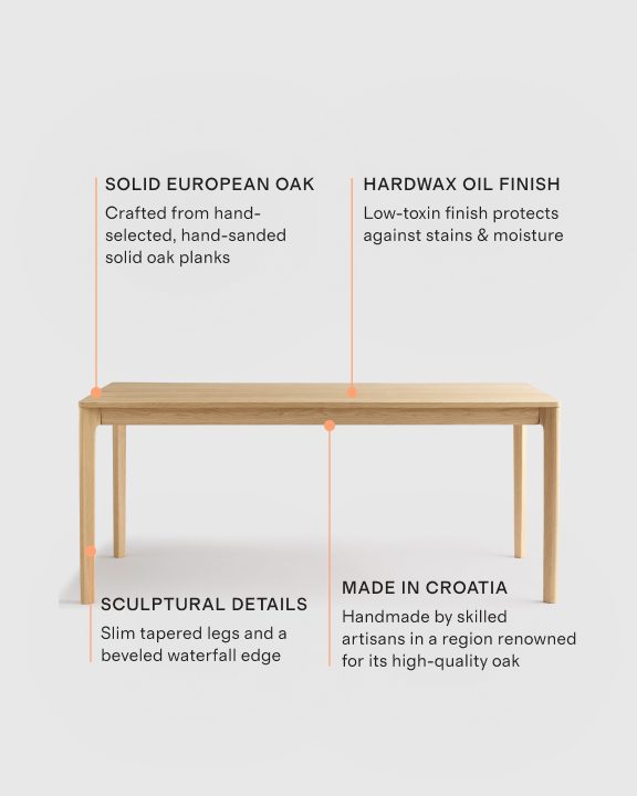Solid Oak Scandinavian Dining Table