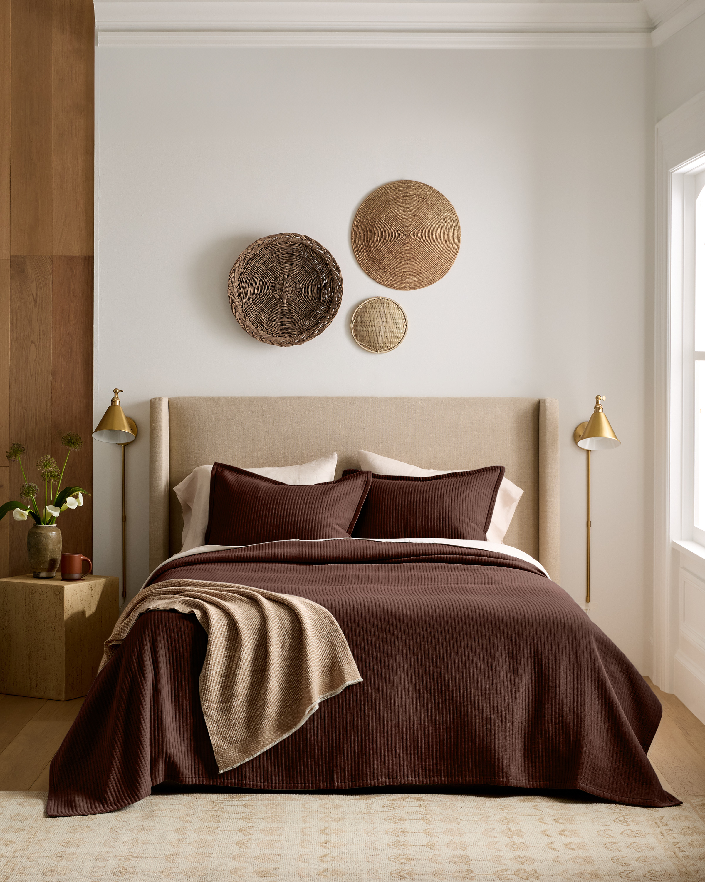 Espresso Organic Cotton Matelasse Coverlet Set