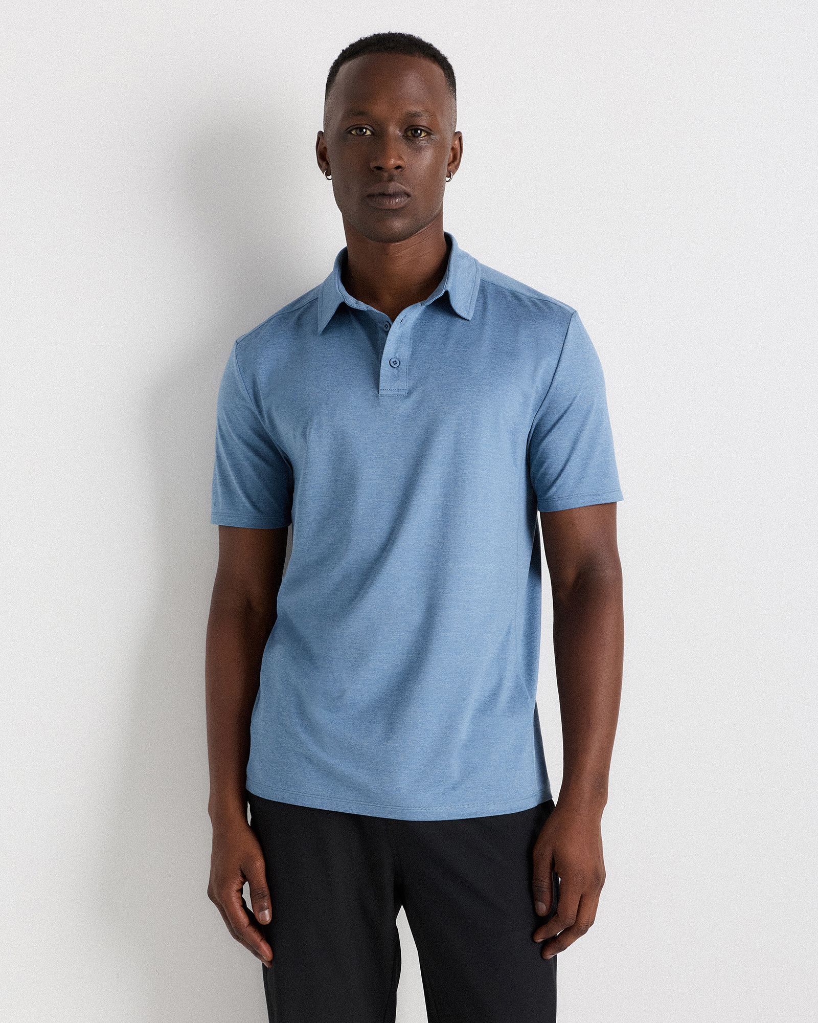 Heather Dewstone Blue Flowknit Breeze Performance Polo
