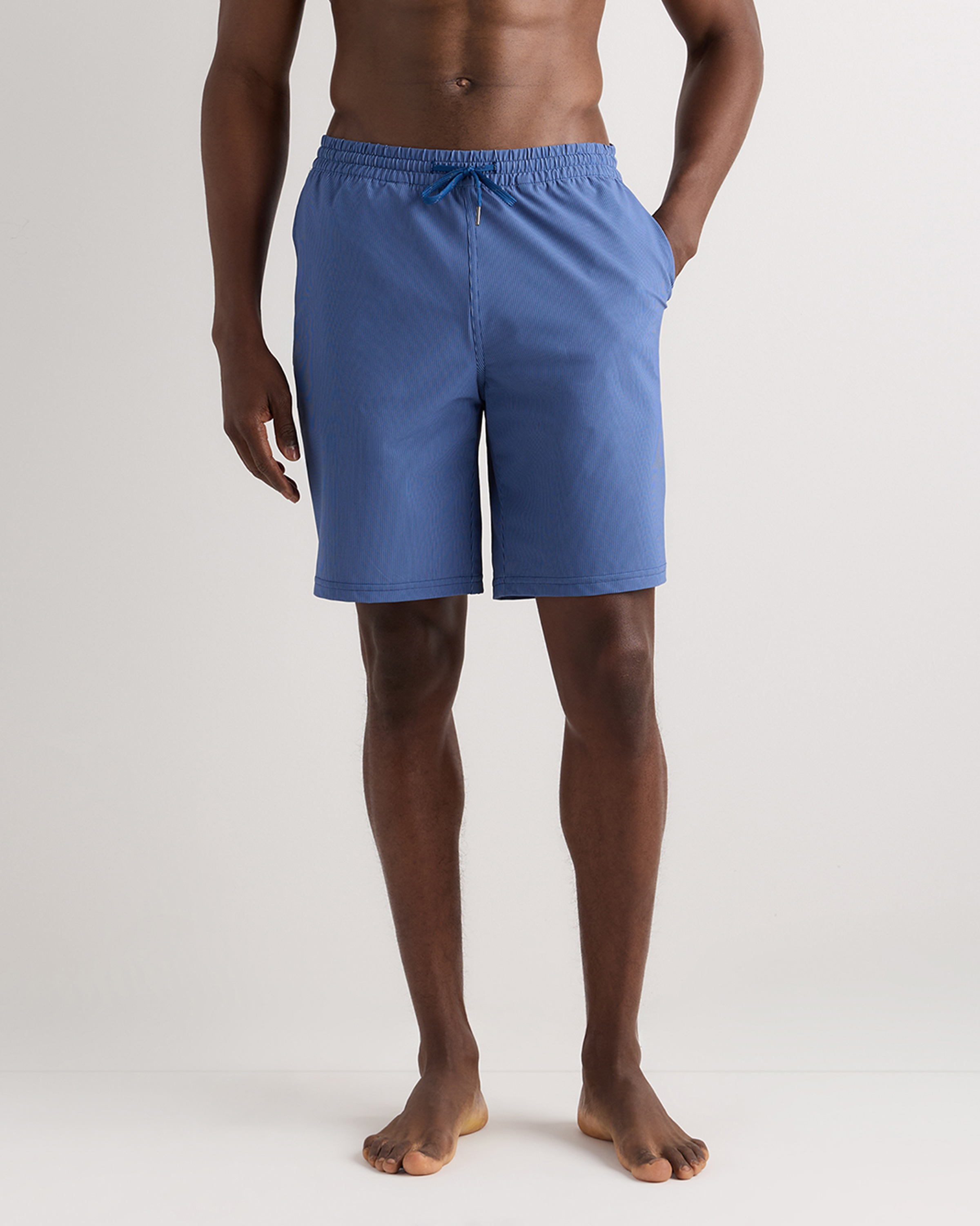 Navy Tonal Stripe Italian Swim Trunks