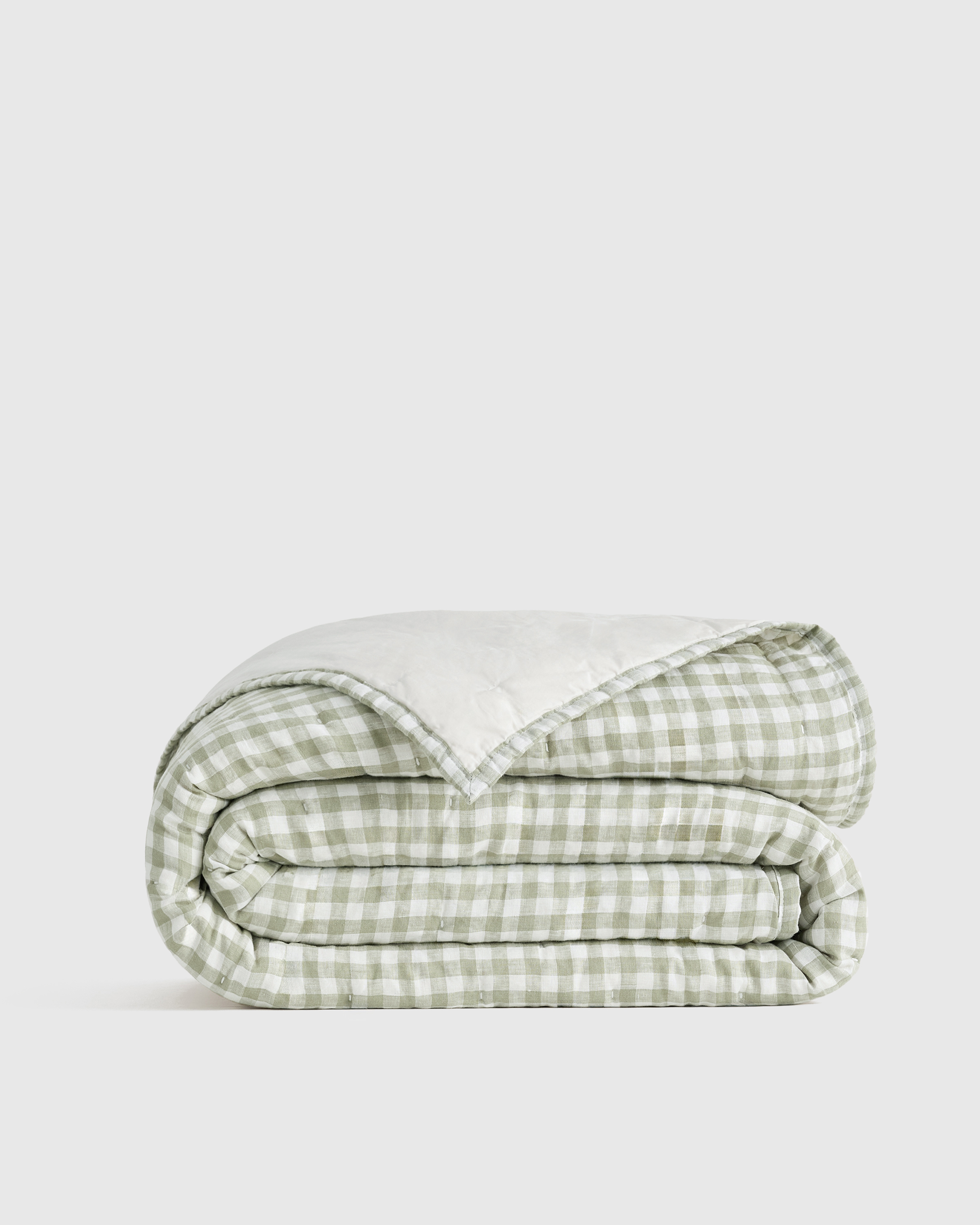 Willowleaf Gingham European Linen Patterned Quilt
