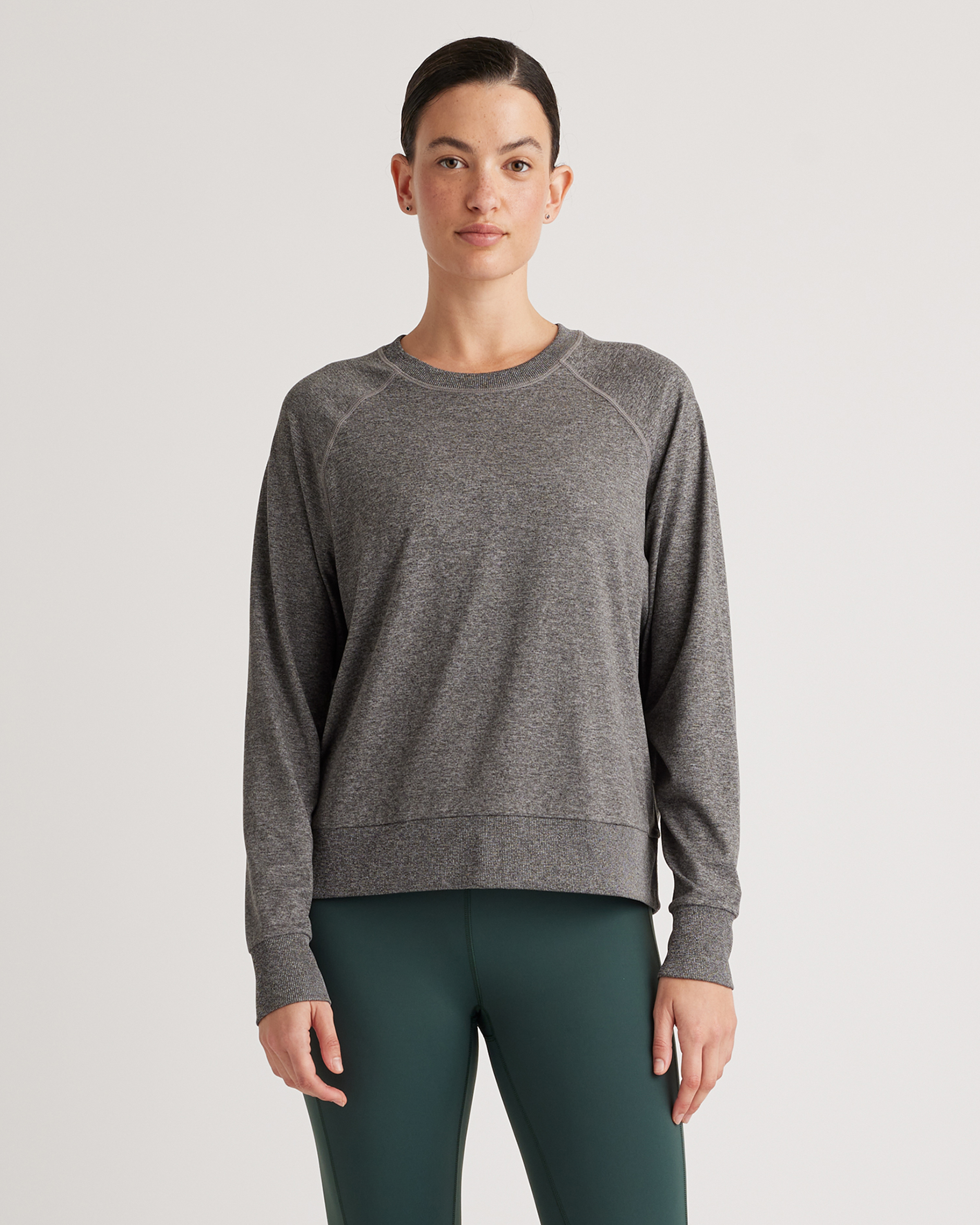 Heather Grey Flowknit Pullover Crew