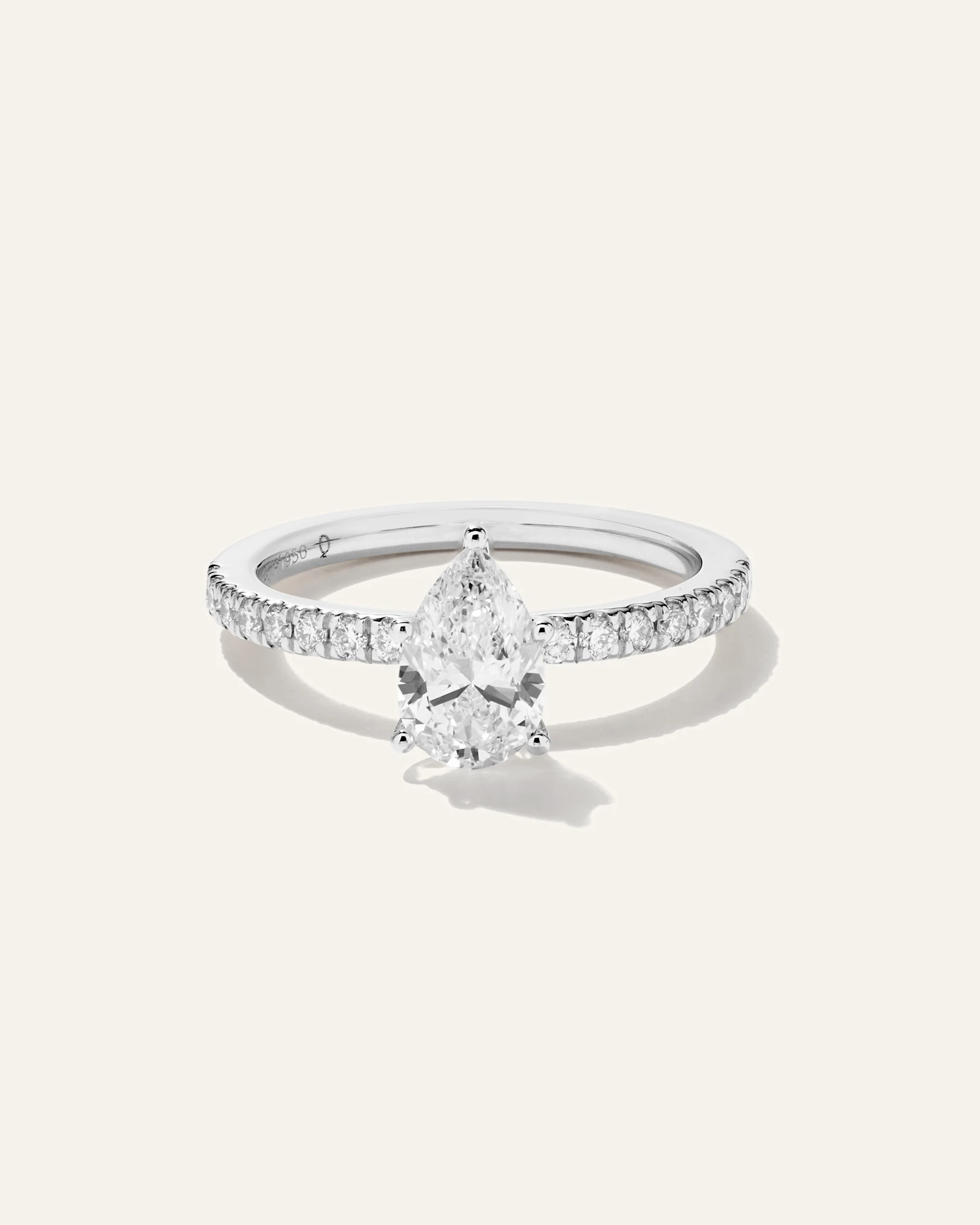 Lab Grown Diamond Pear Petite Pave Engagement Ring
