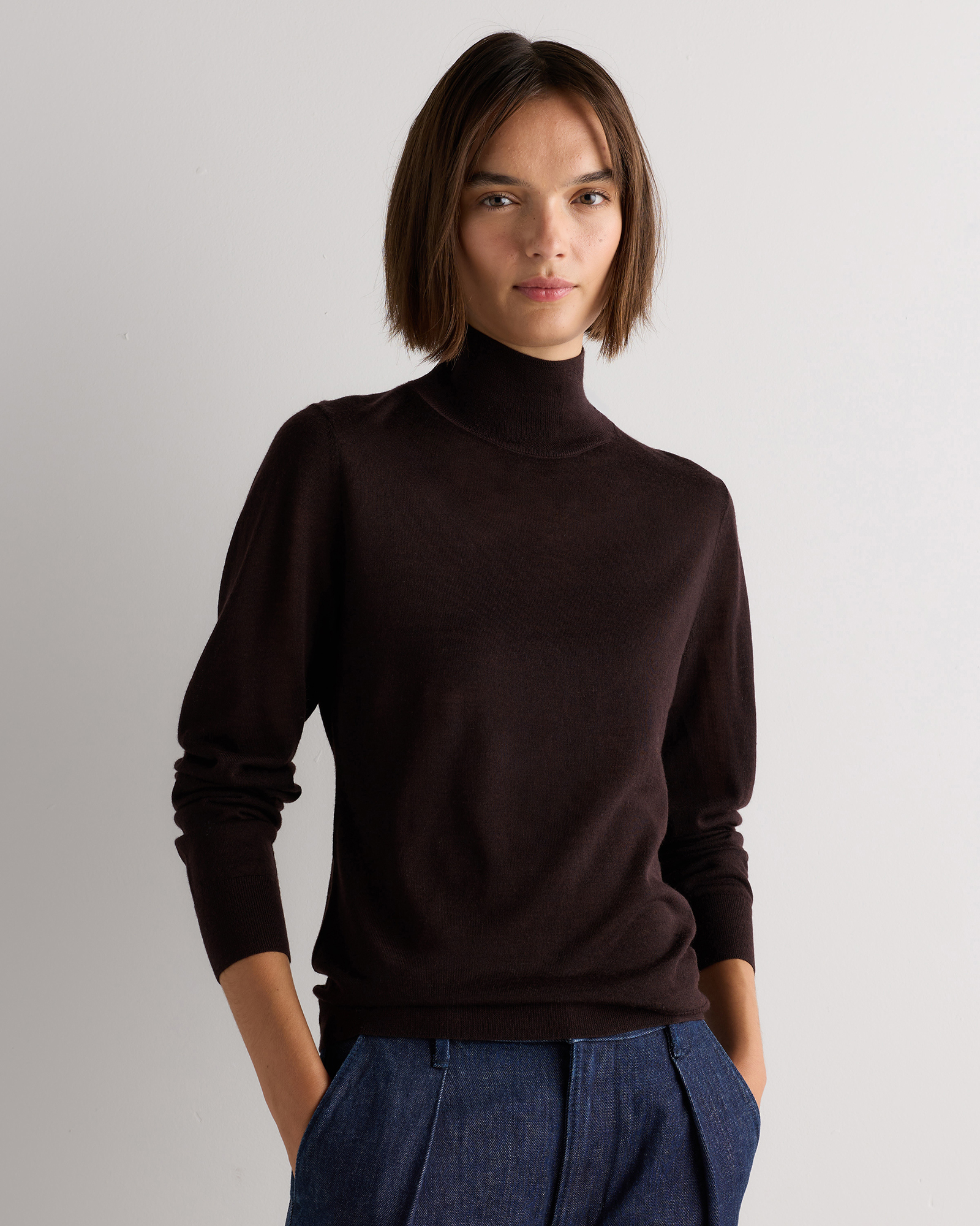 Molasses Brown Ultra-Fine Merino Wool Turtleneck Sweater