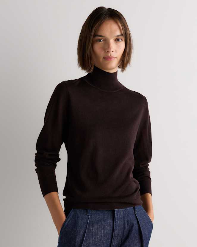 Molasses Brown Ultra-Fine Merino Wool Turtleneck Sweater