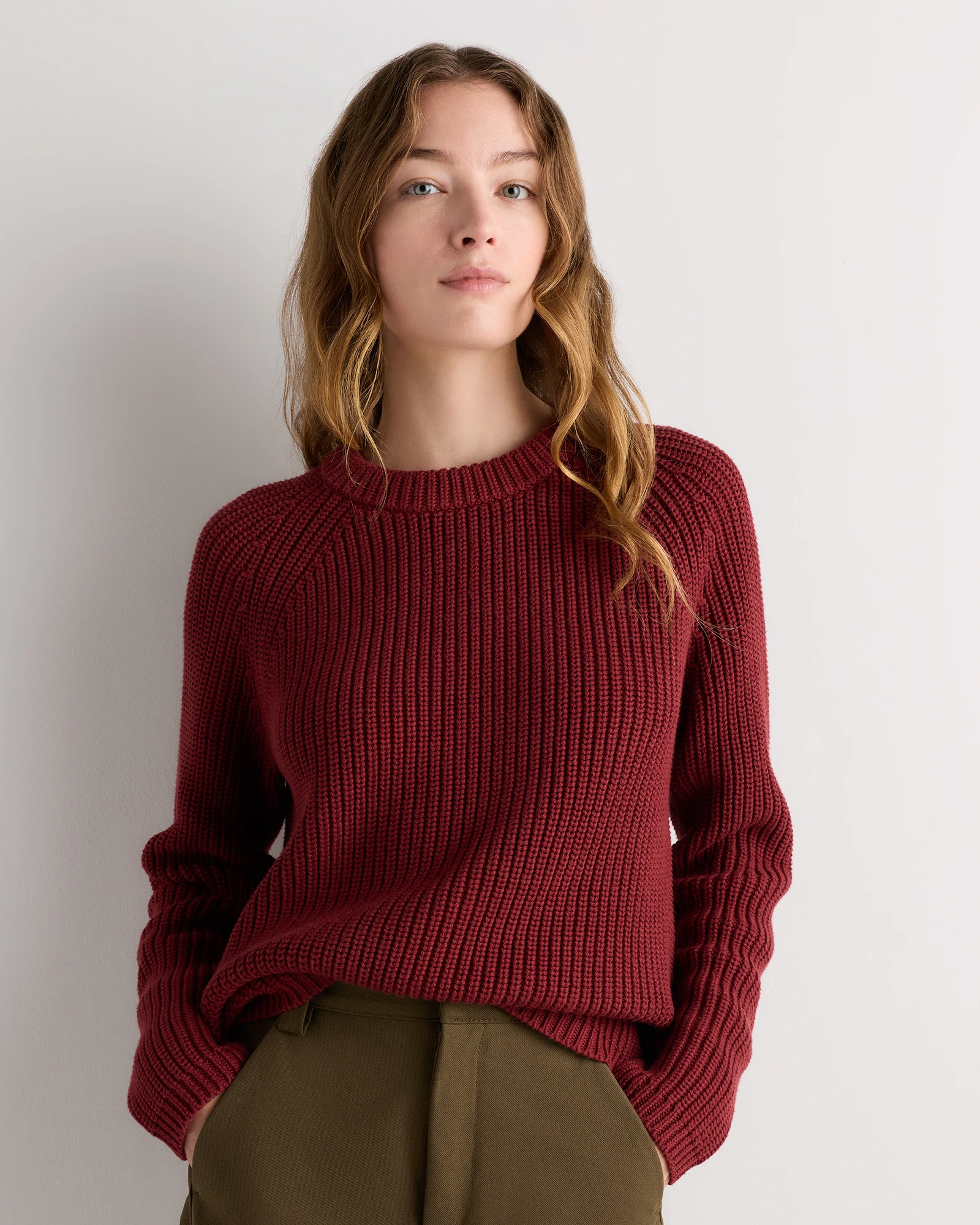 Women's 100% Organic Cotton Fisherman Crew Sweater