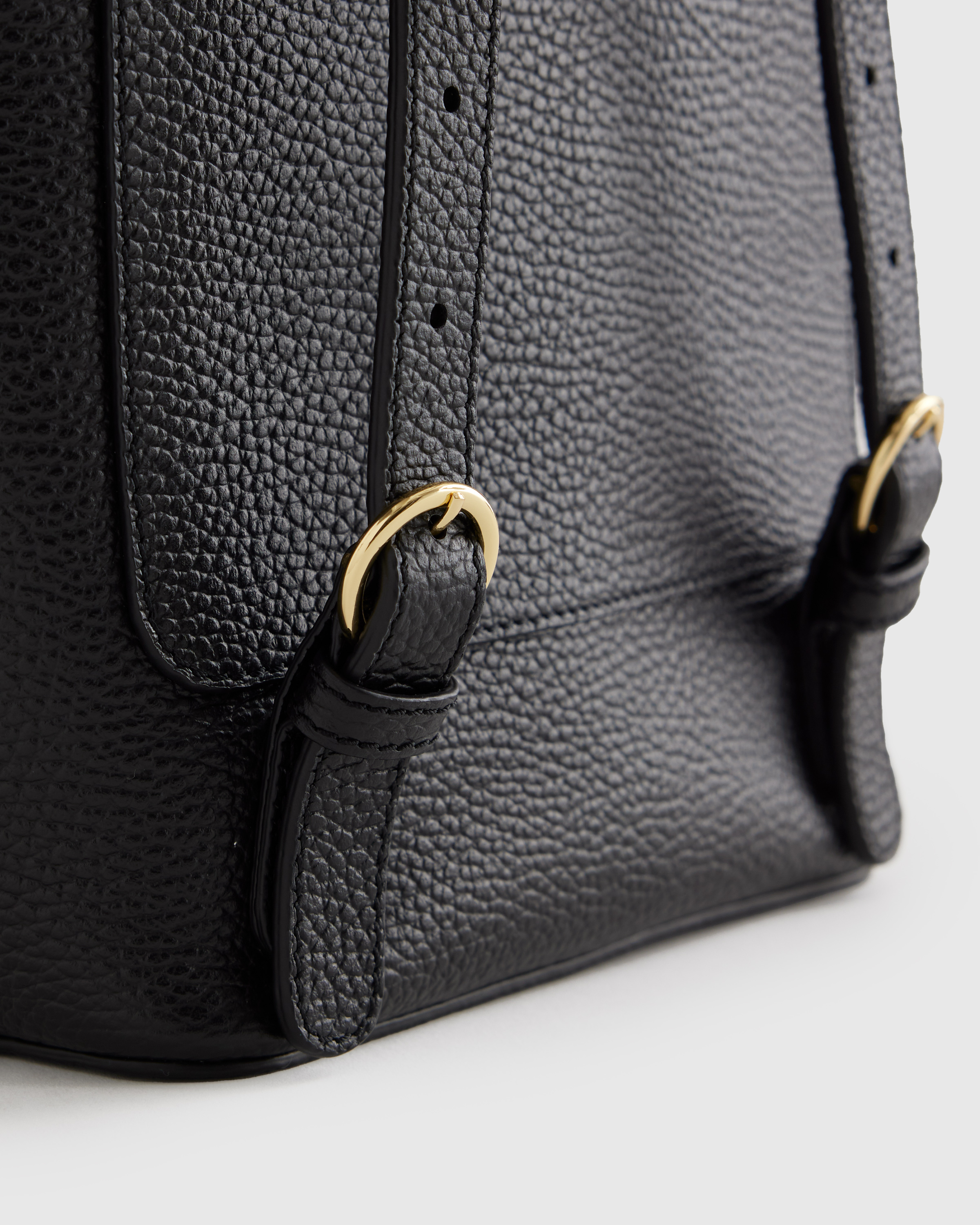 Italian Leather Small Backpack in Black