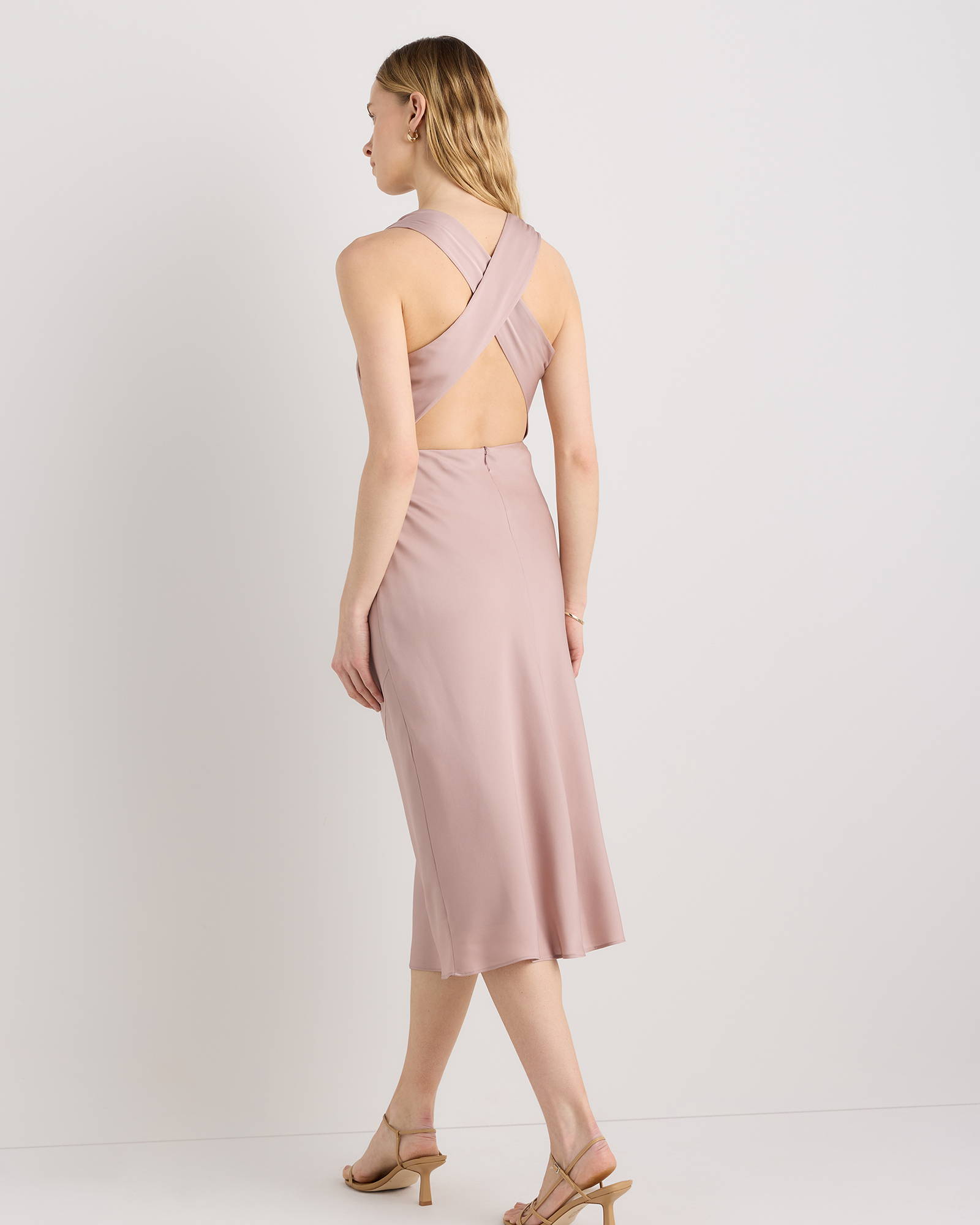 strapless open back dress Jasmine Halter Maxi Dress, in Light Pink Luxe Satin, Size: Xs | Show Me Your Mumu main image 0