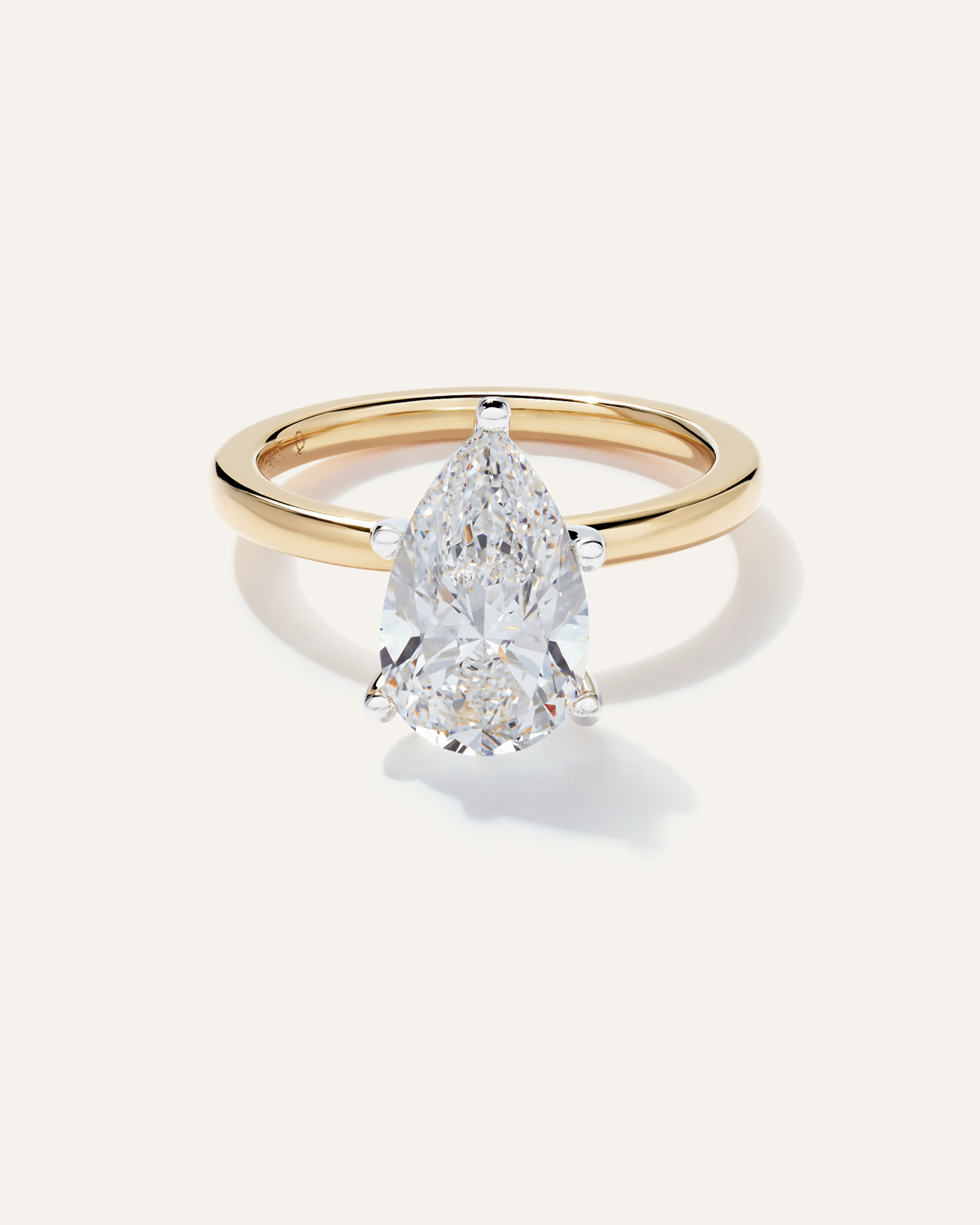 Yellow Gold Lab Grown Diamond Pear Comfort Fit Engagement Ring - 3ct
